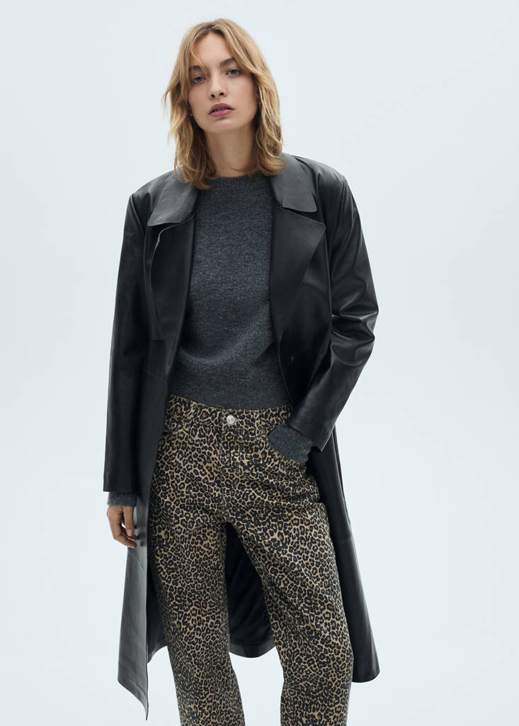 Leopard-print straight jeans — Brown