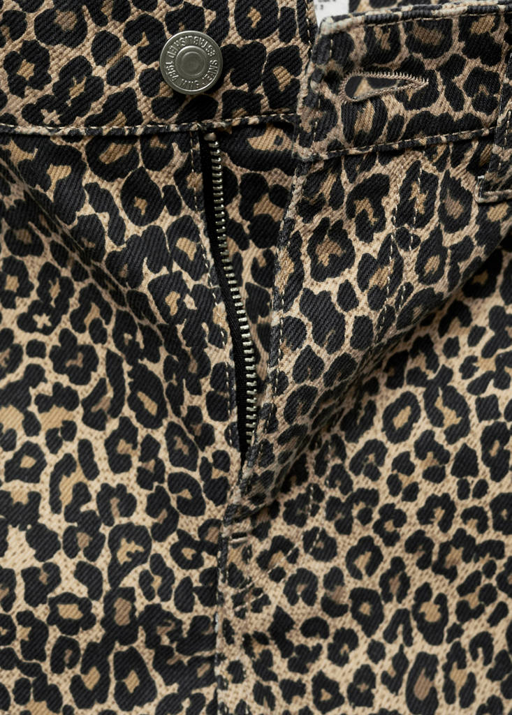 Leopard-print straight jeans — Brown