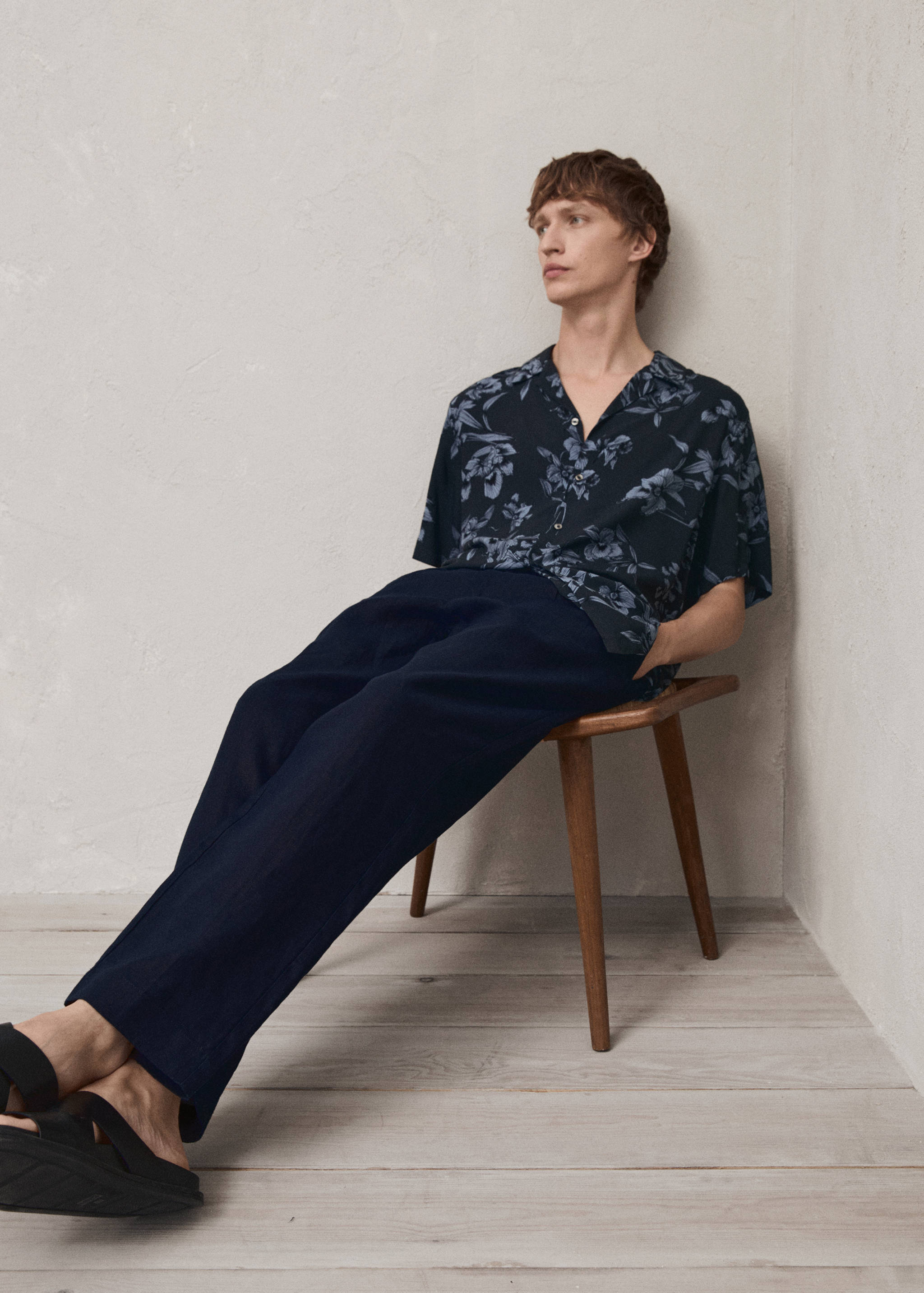 Relaxed-fit 100% linen pants - Details of the article 5