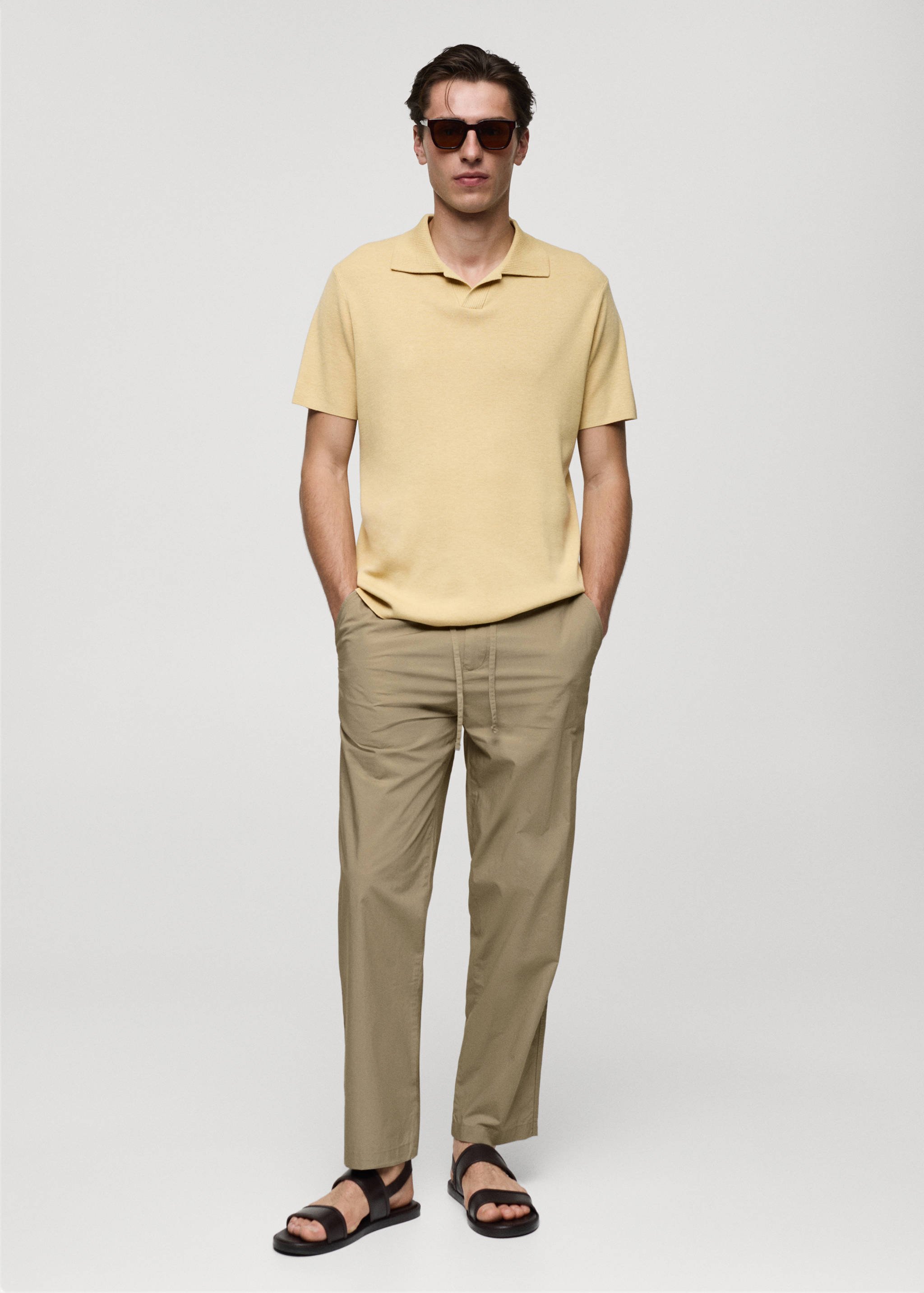 Drawstring cotton trousers - General plane