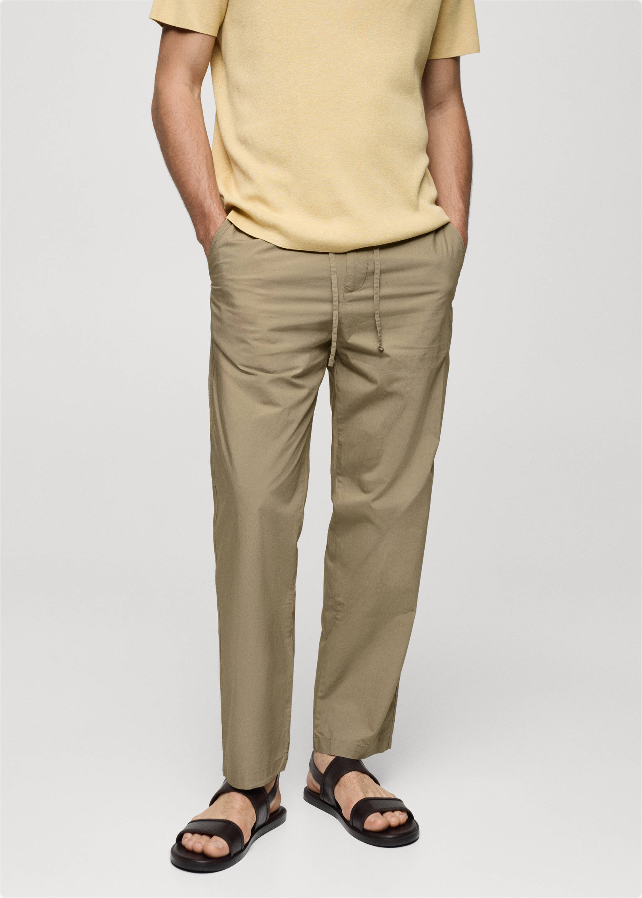 Drawstring cotton trousers - Medium plane