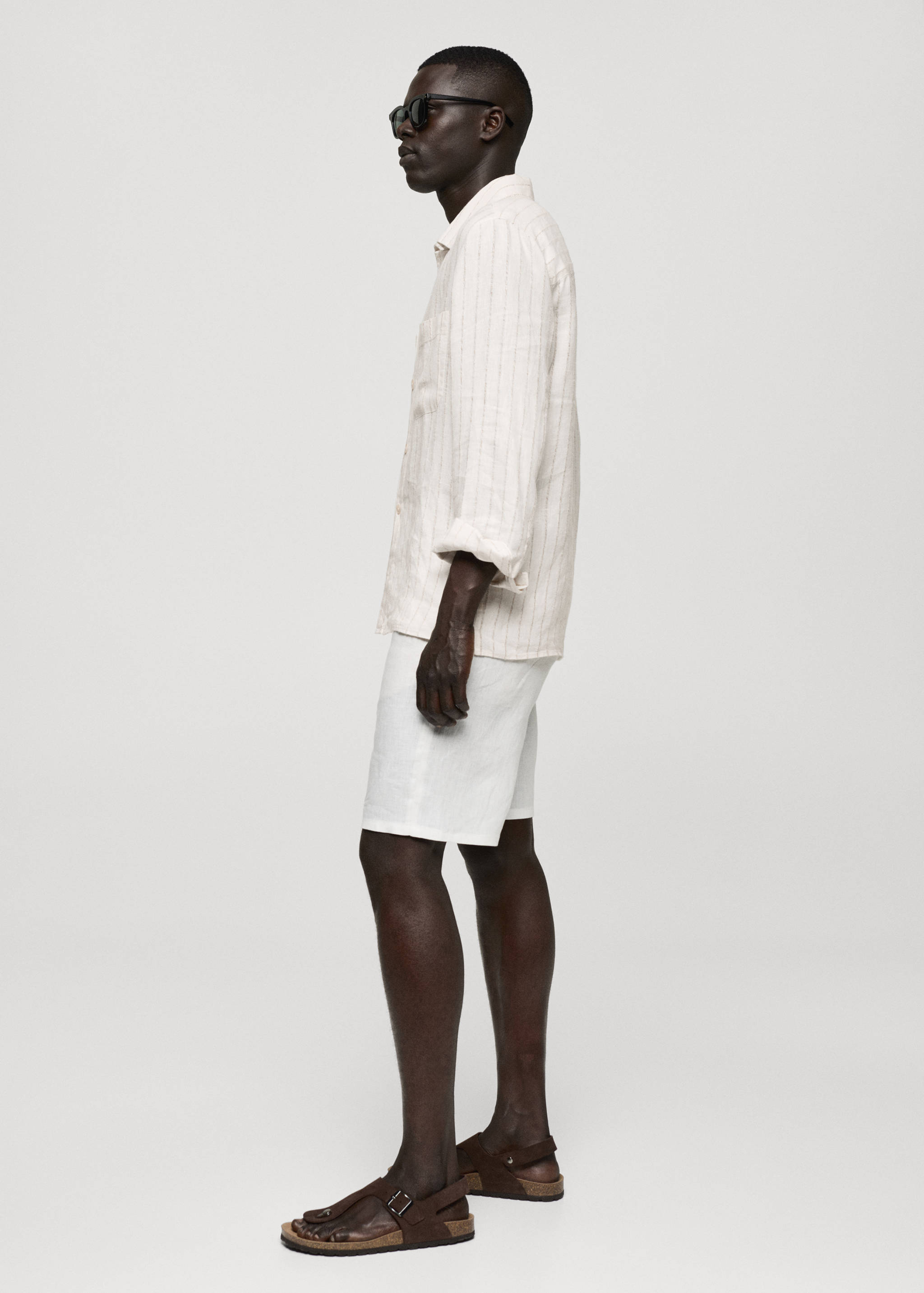 100% linen striped regular-fit shirt - Details of the article 2