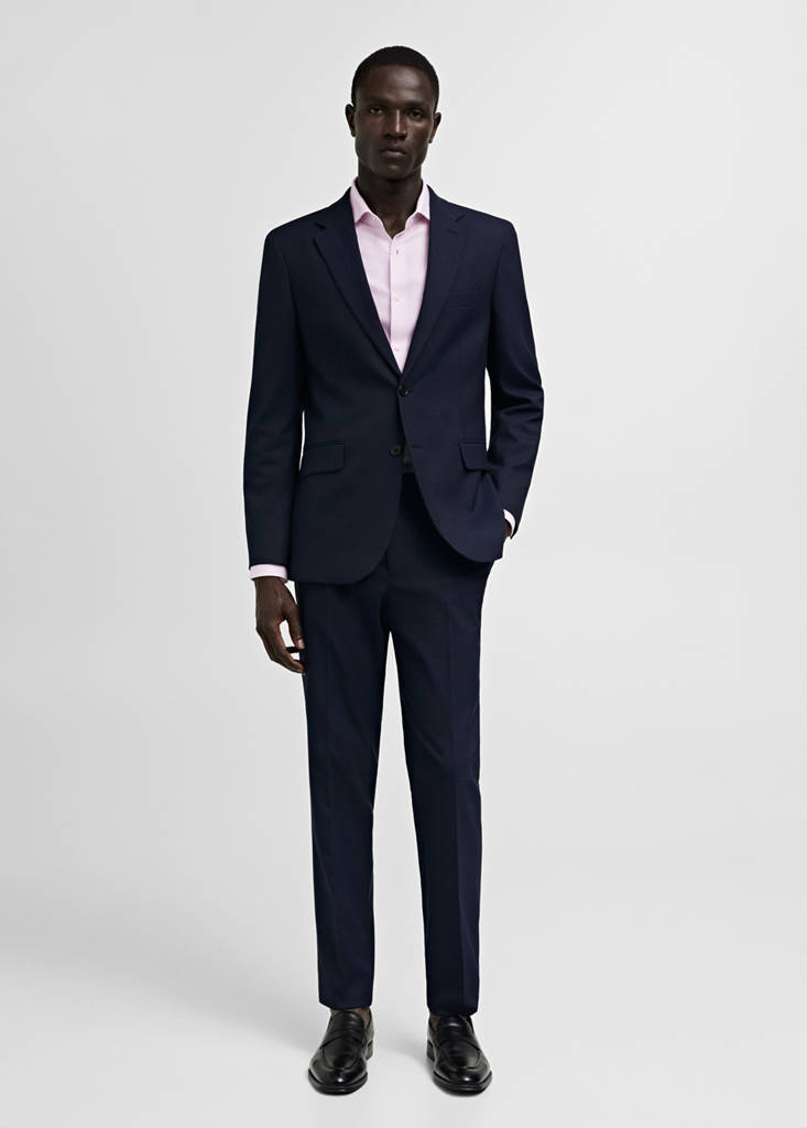MANGO MAN - Chemise costume slim-fit micro-rayures twill rose clair - XS