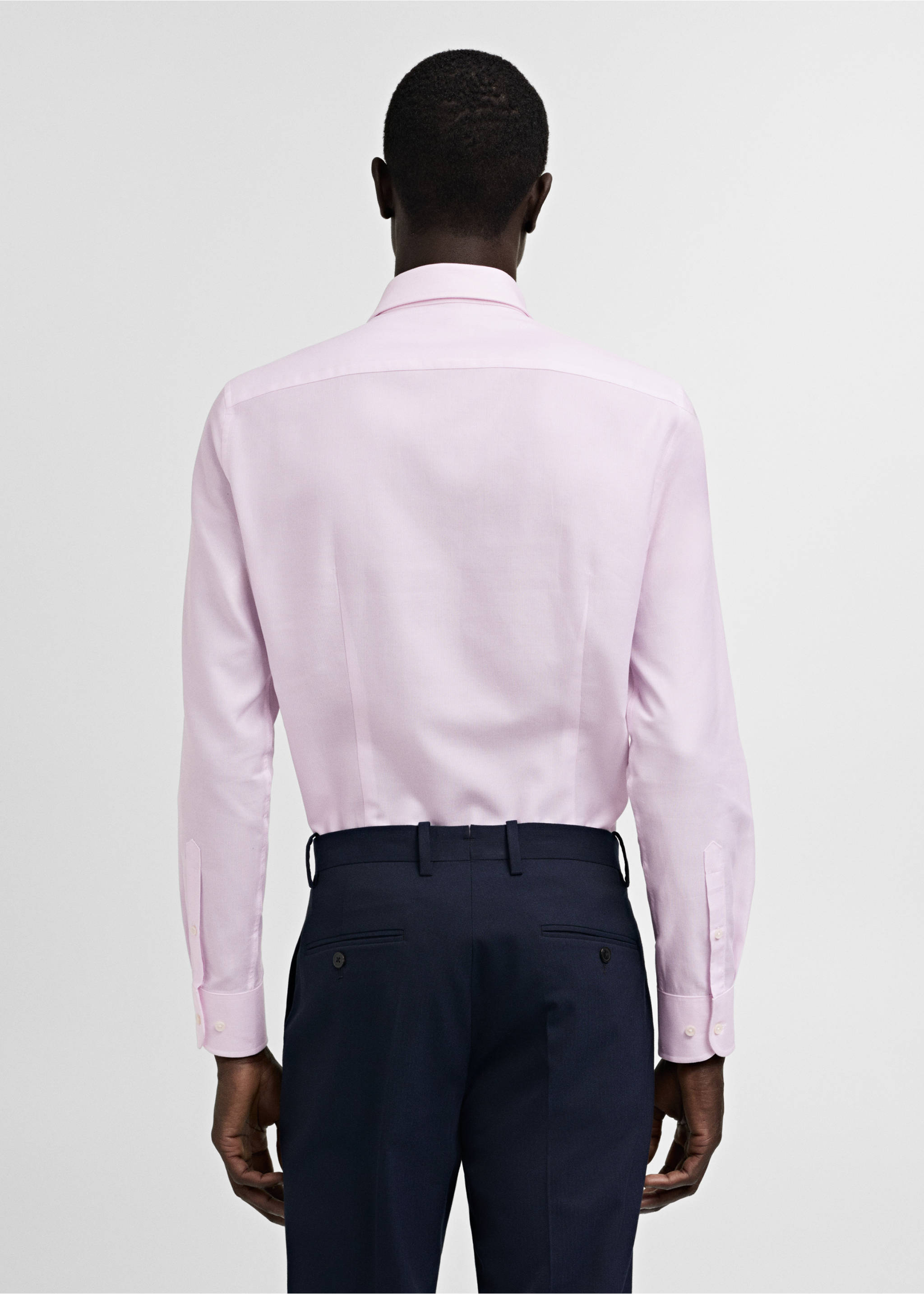 Slim-fit micro-stripe twill suit shirt - Reverse of the article, Light Pink. Ref: 77030575-00.