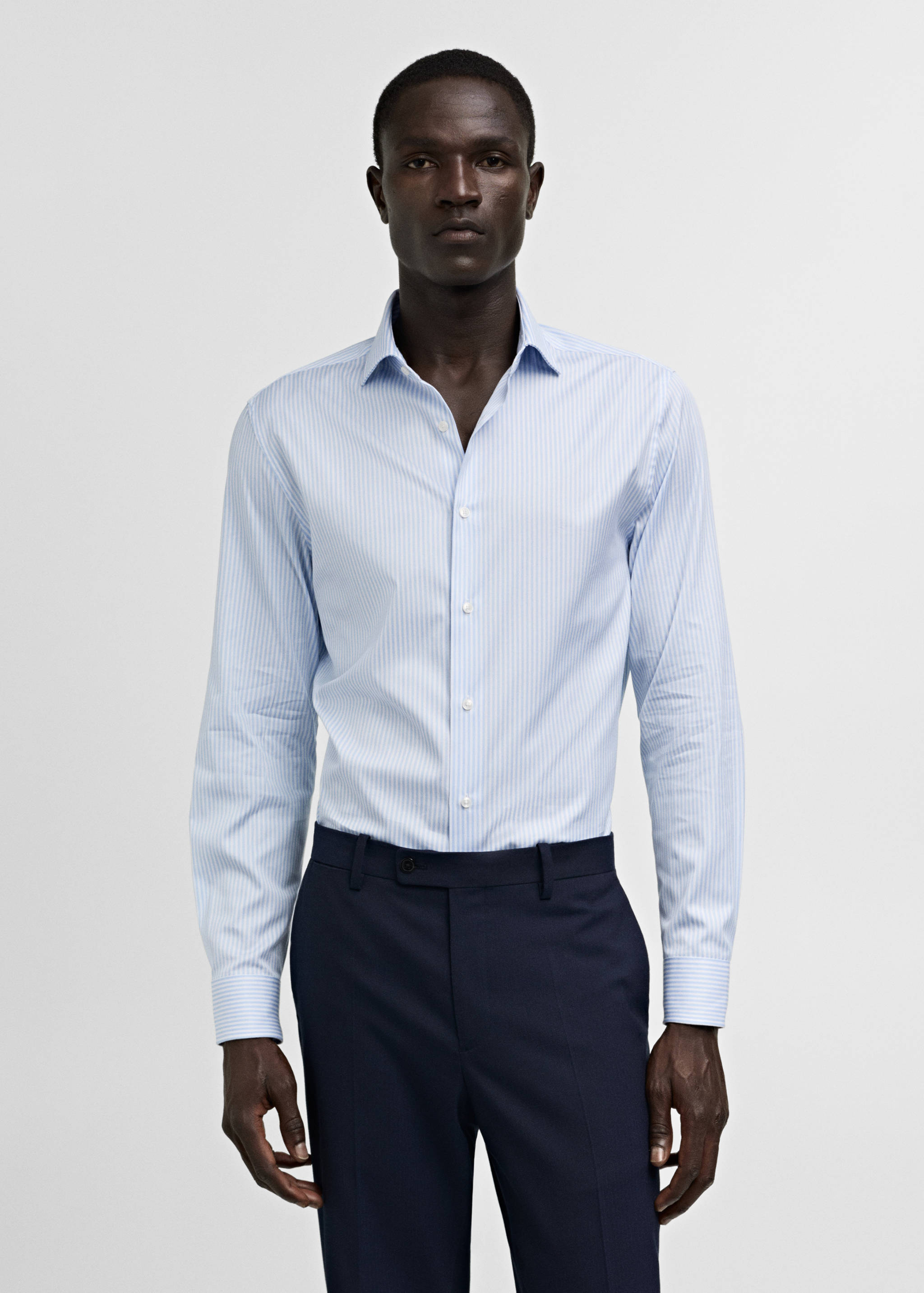 Chemise costume regular-fit coton rayures - Plan moyen