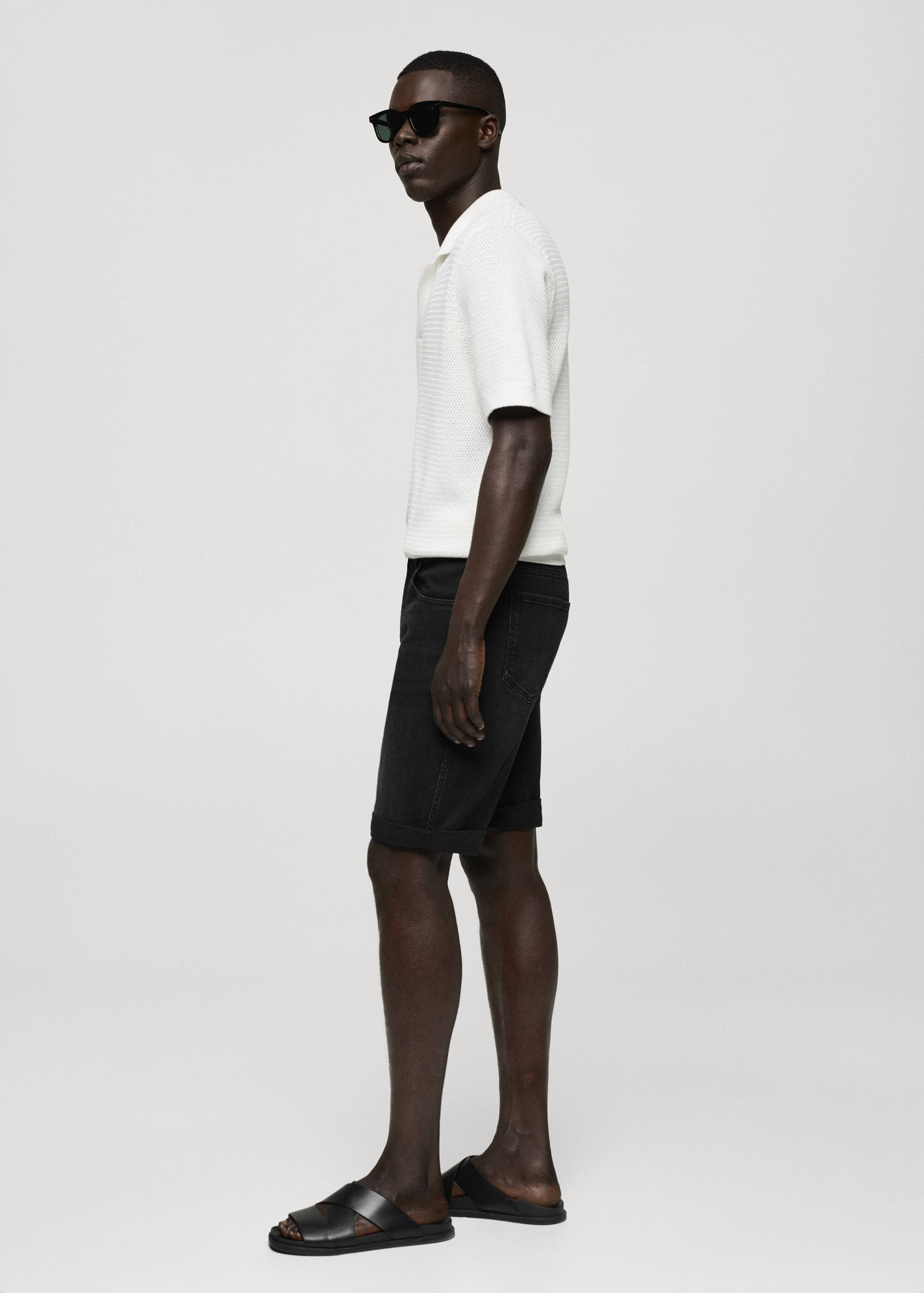 Slim-fit denim bermuda shorts - Details of the article 2
