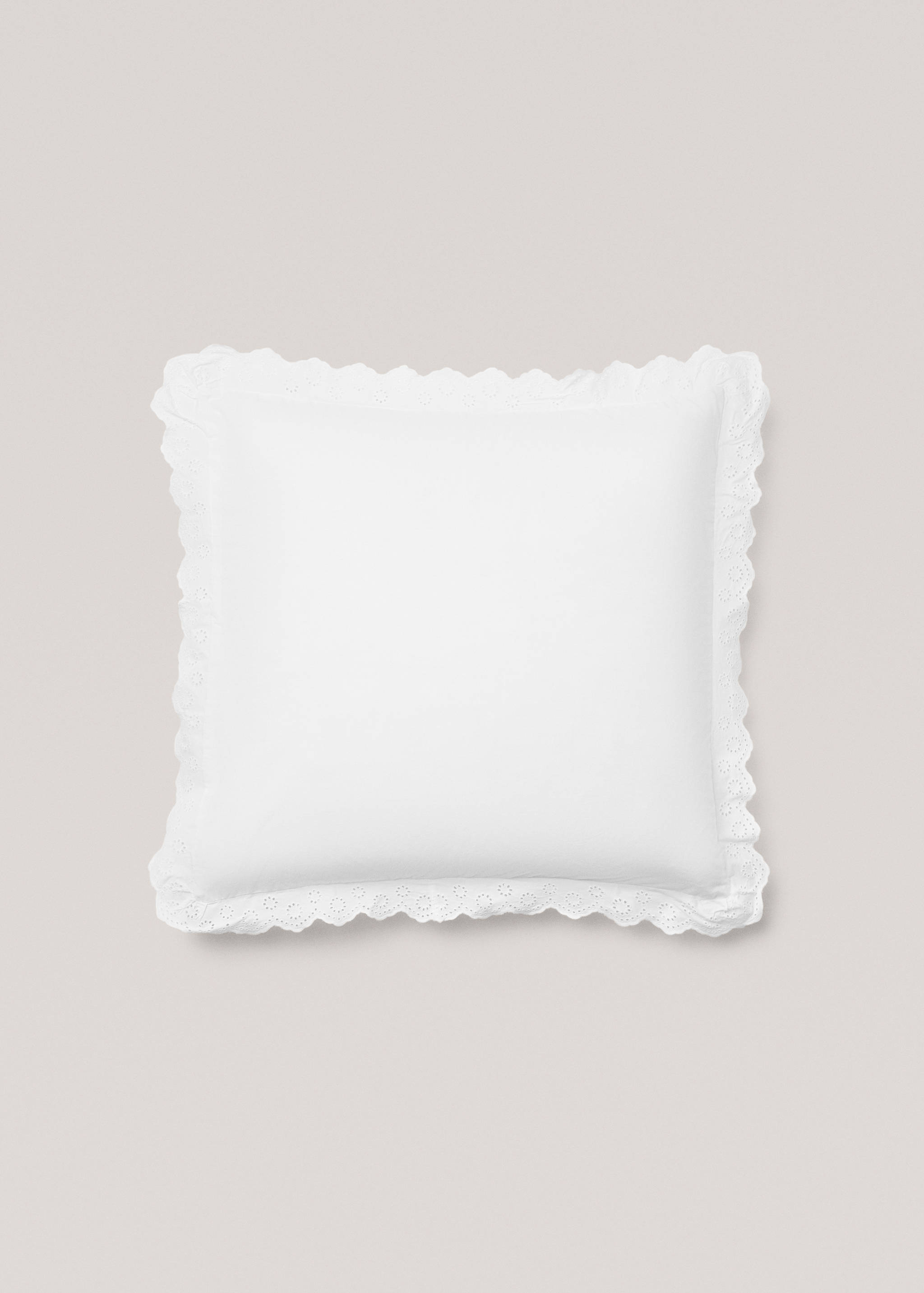 Baumwoll-Kopfkissenbezug mit Volant-Stickerei 60 x 60 cm - Artikel ohne Model