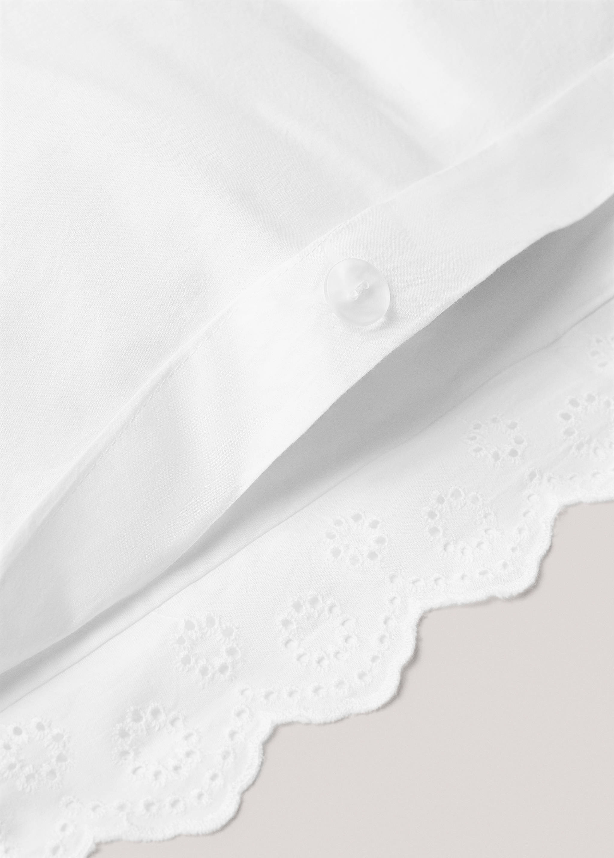 Cotton duvet cover with embroidered flounces for king bed - Details of the article 3