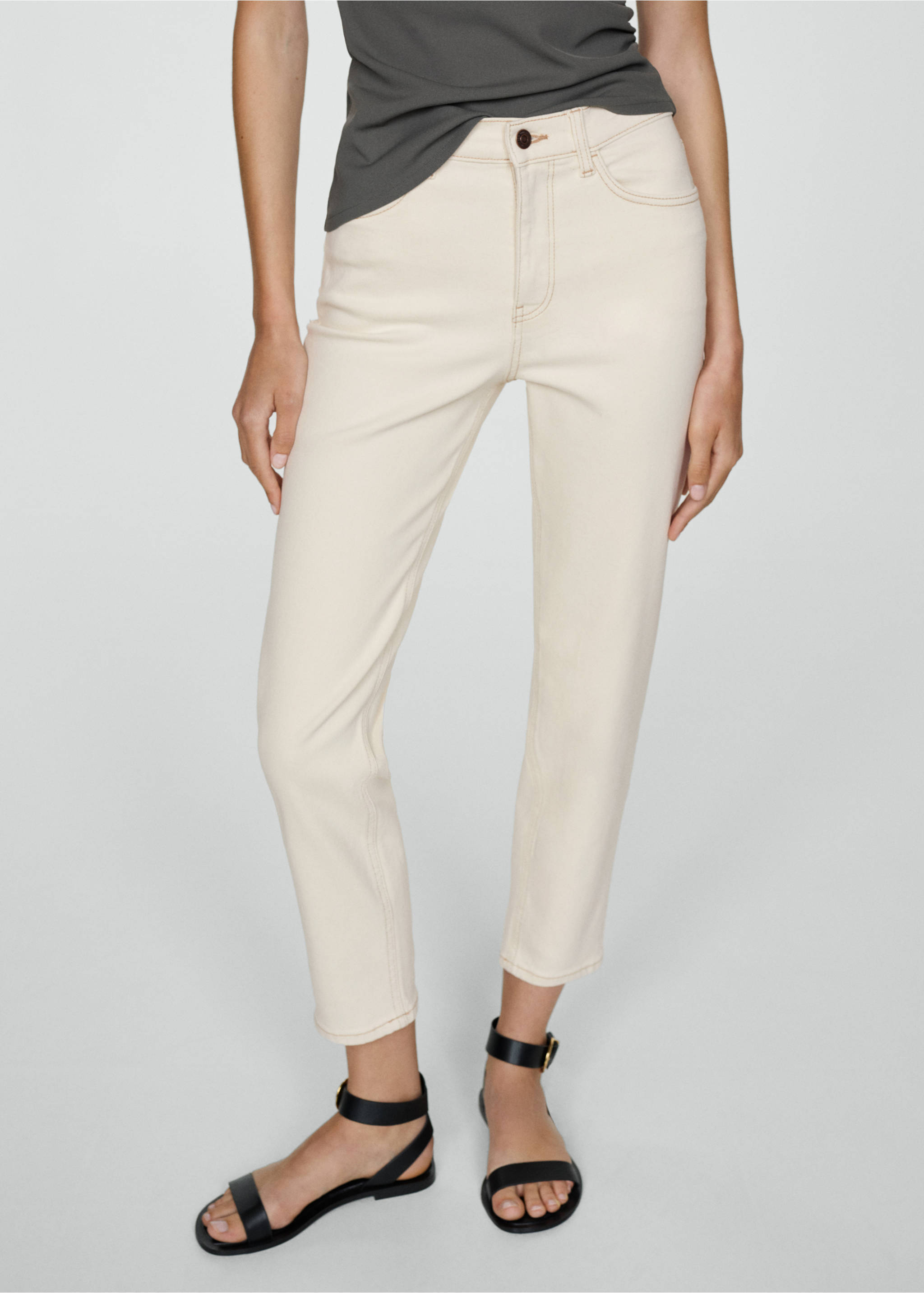 Newmom comfort high-rise jeans - Medium plane, Off White. Ref: 77030594-00.