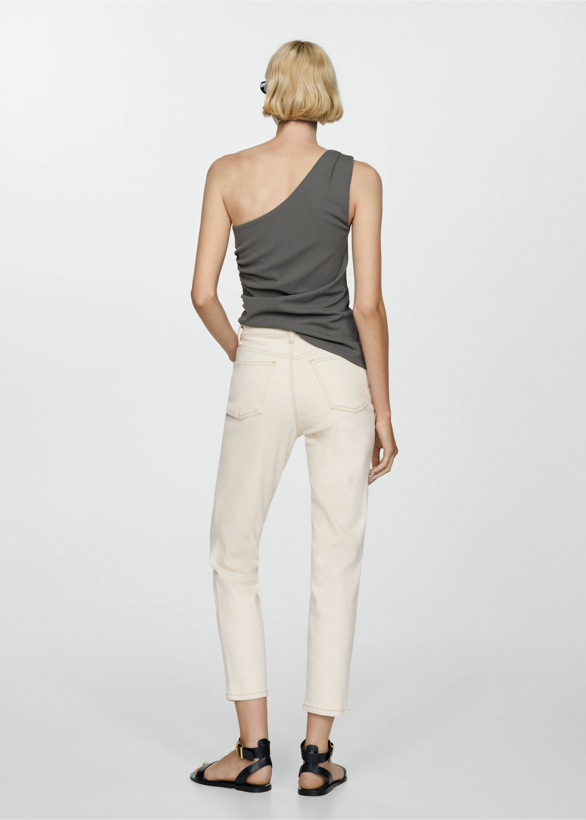 Newmom comfort high-rise jeans - Reverse of the article, Off White. Ref: 77030594-00.