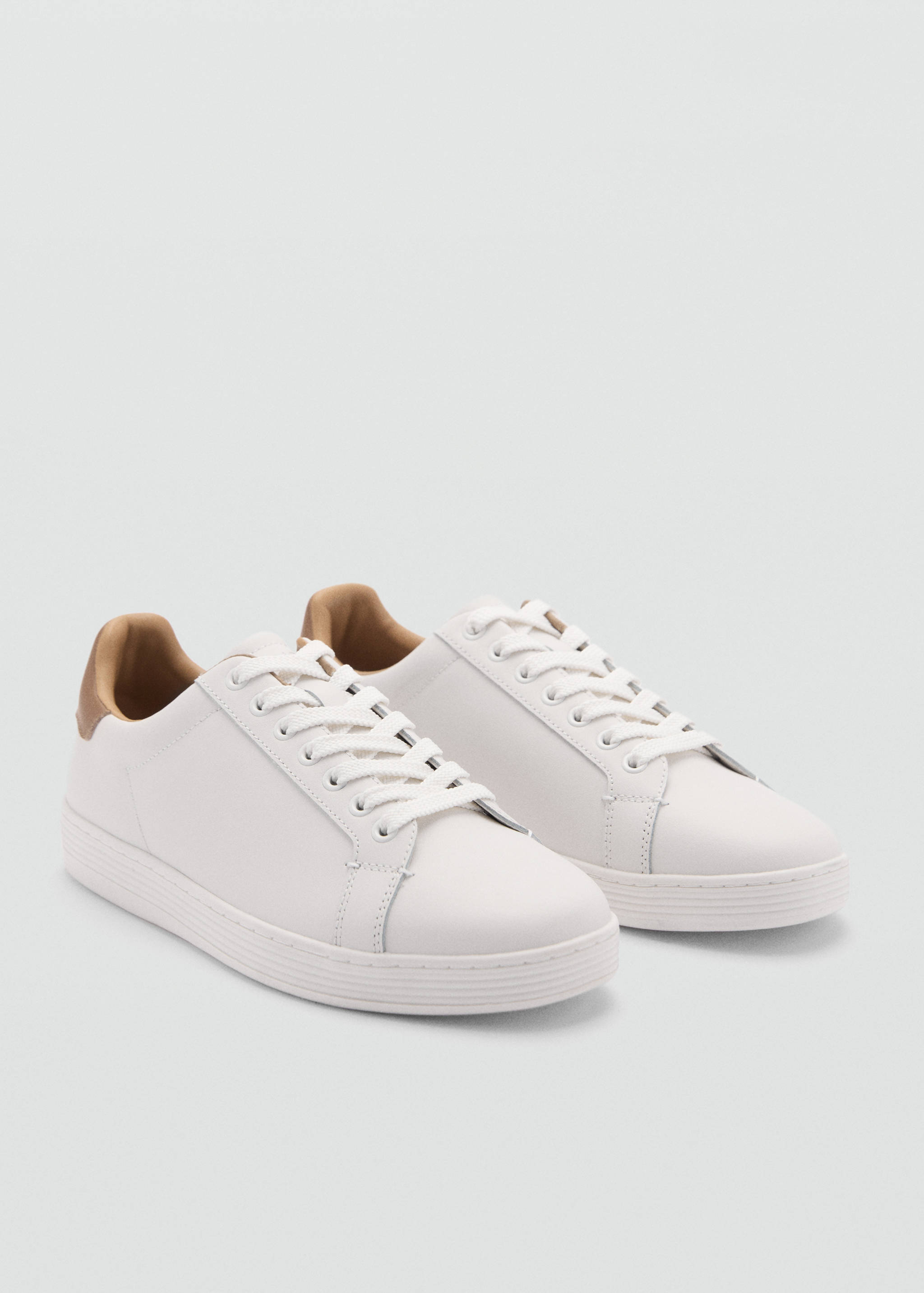 Contrasting panel leather sneakers - Medium plane
