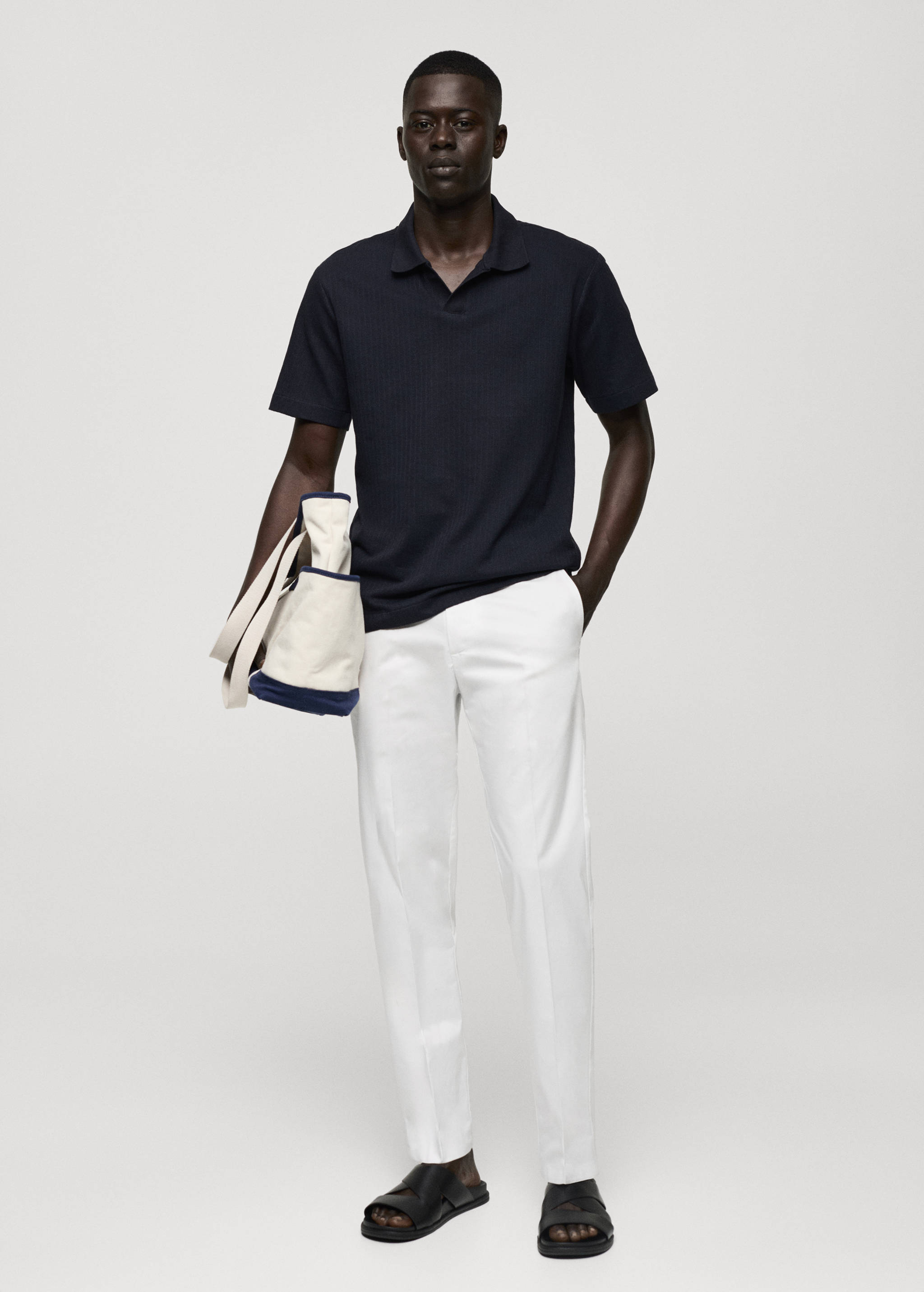 Polo regular-fit coton maille côtelée - Plan général