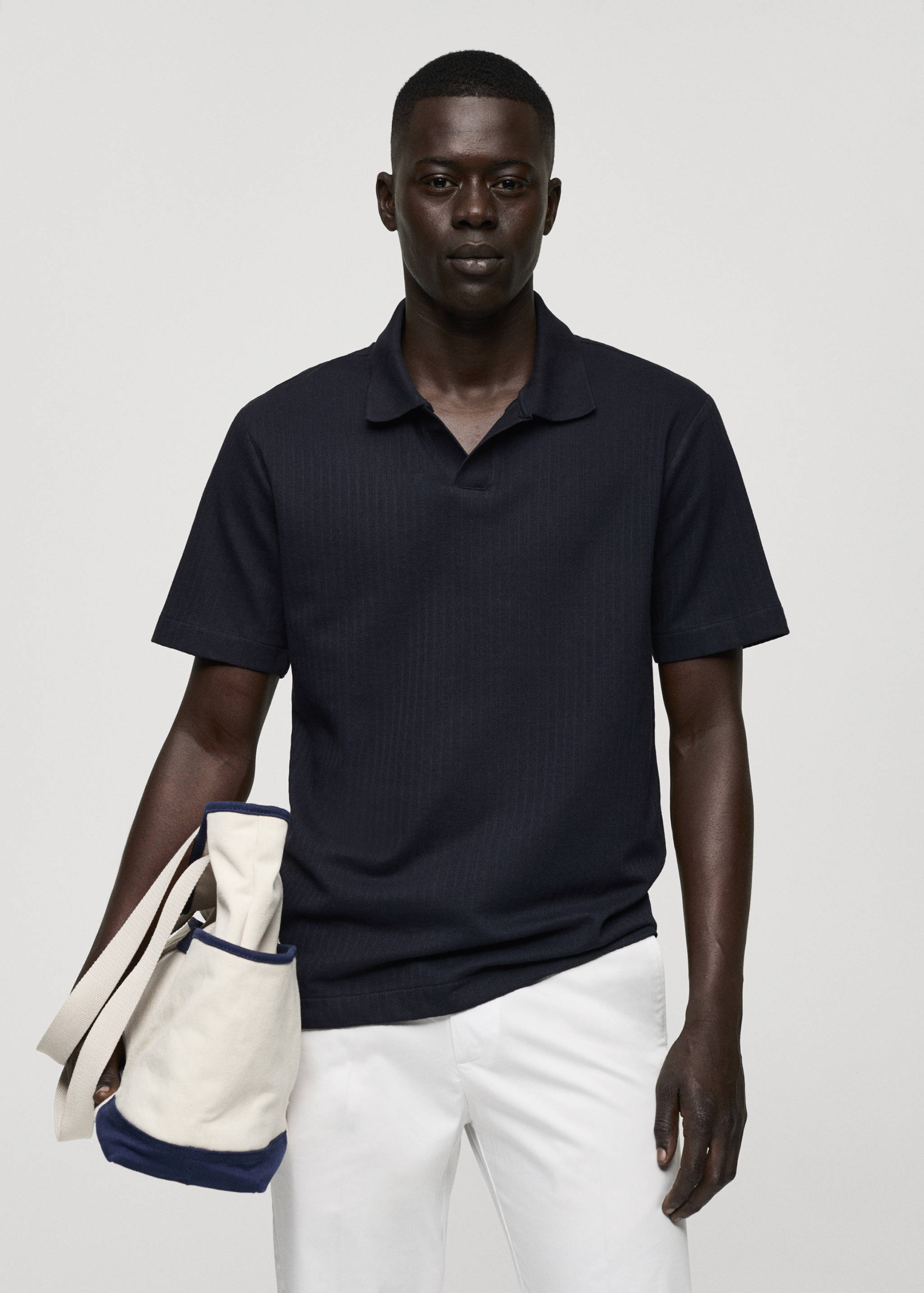 Polo regular-fit coton maille côtelée - Plan moyen