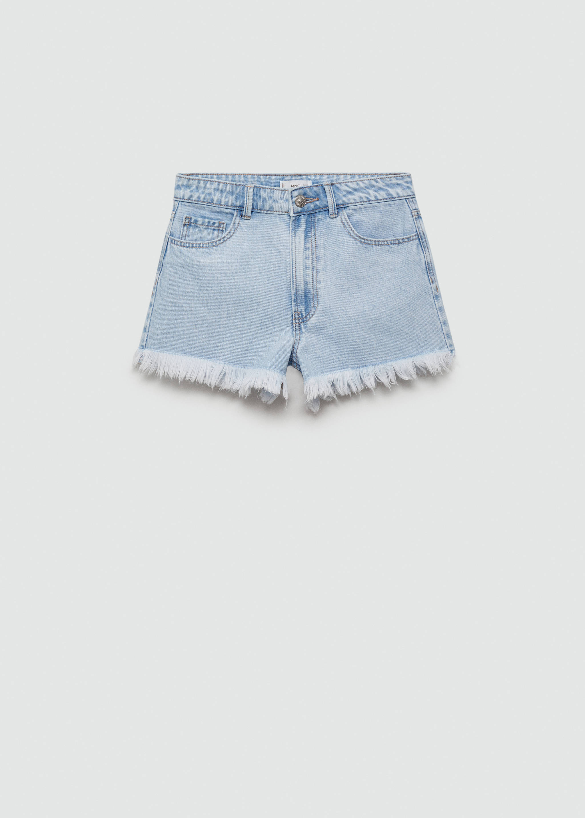 Denim shorts with frayed hem - Article without model