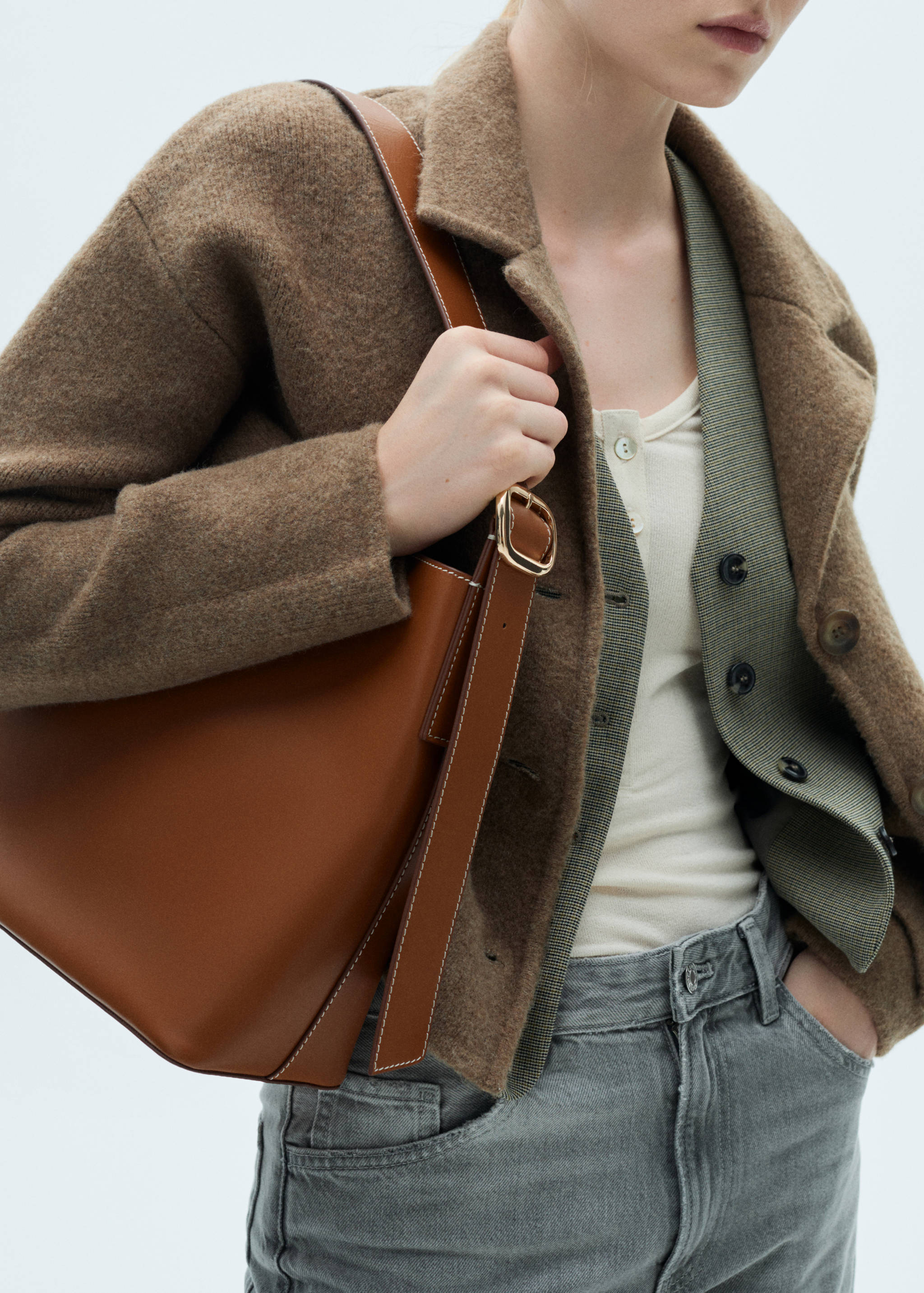 Leather shopper bag - General plane