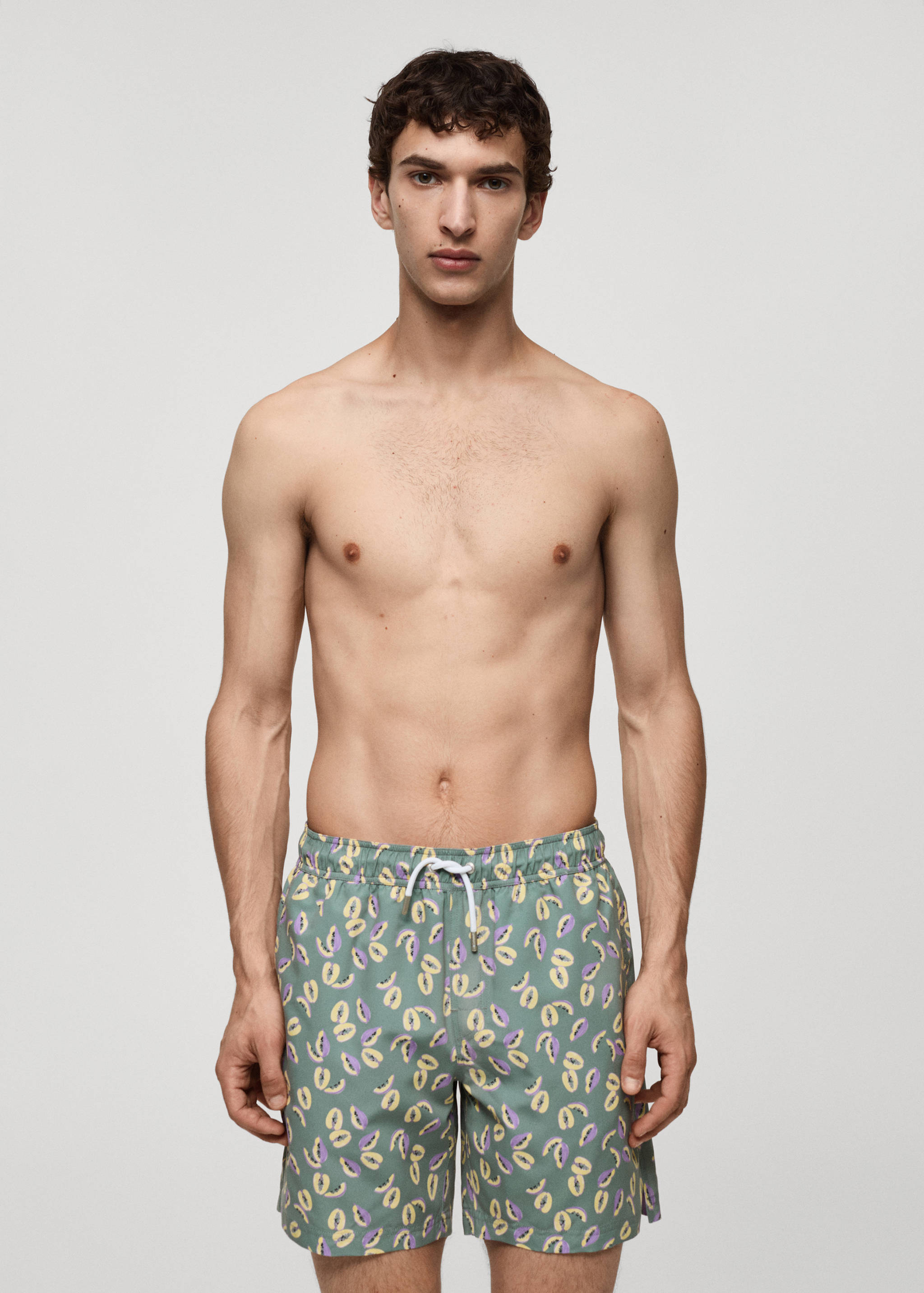 Papaya-print swimsuit - Medium plane