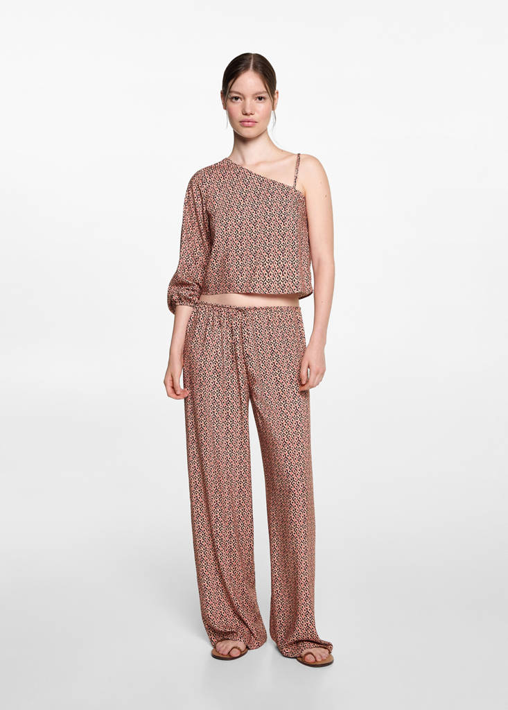 MANGO TEEN - Blouse asymétrique imprimée orange brûlé - XS - Fille Teen