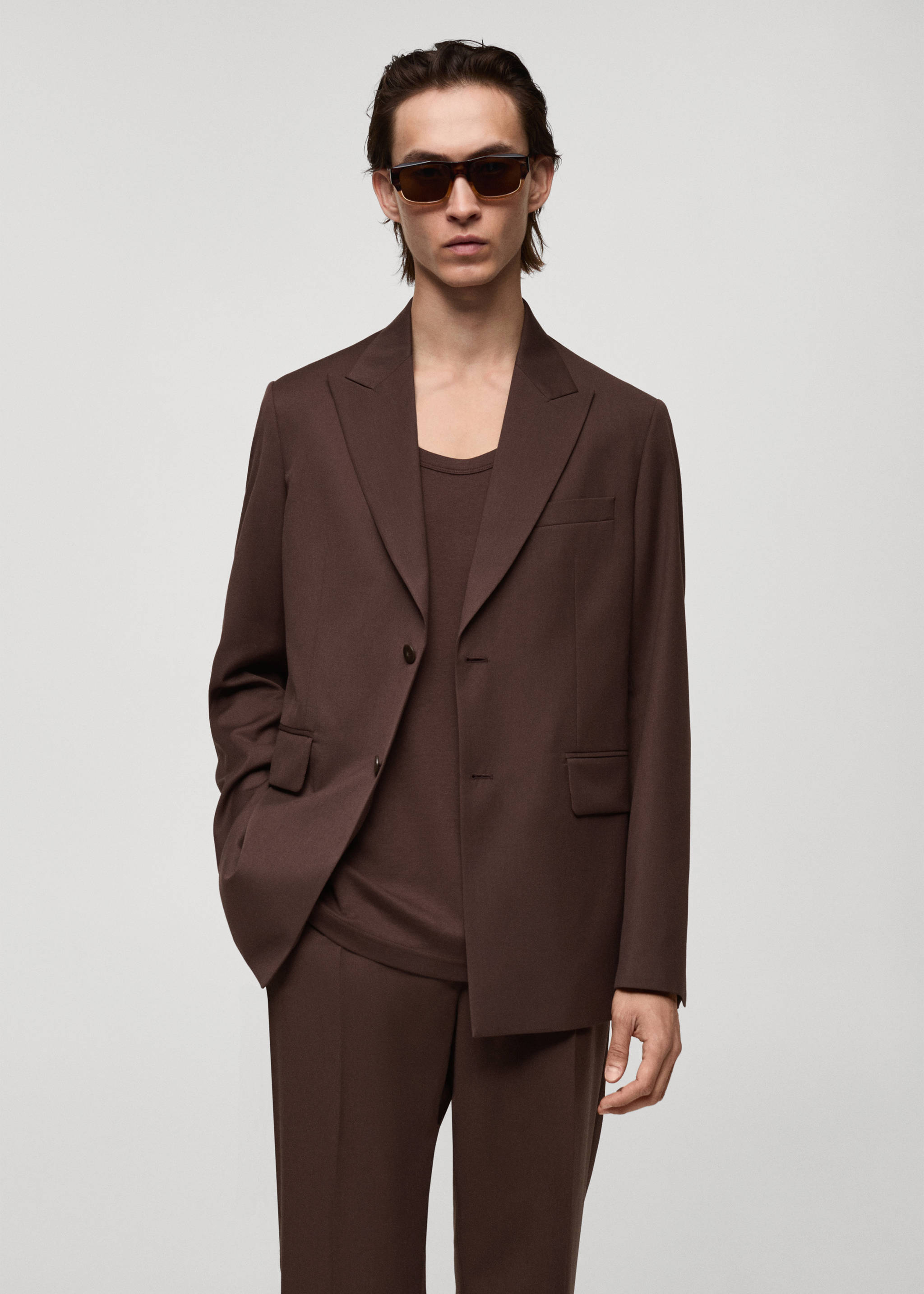 Regular fit suit blazer - Medium plane