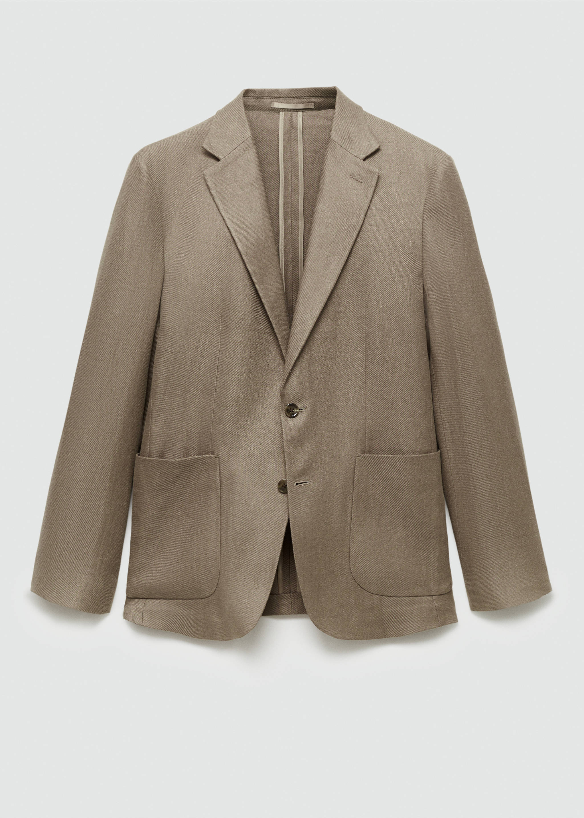 100% linen slim fit blazer - Article without model, Khaki. Ref: 77032536-00.