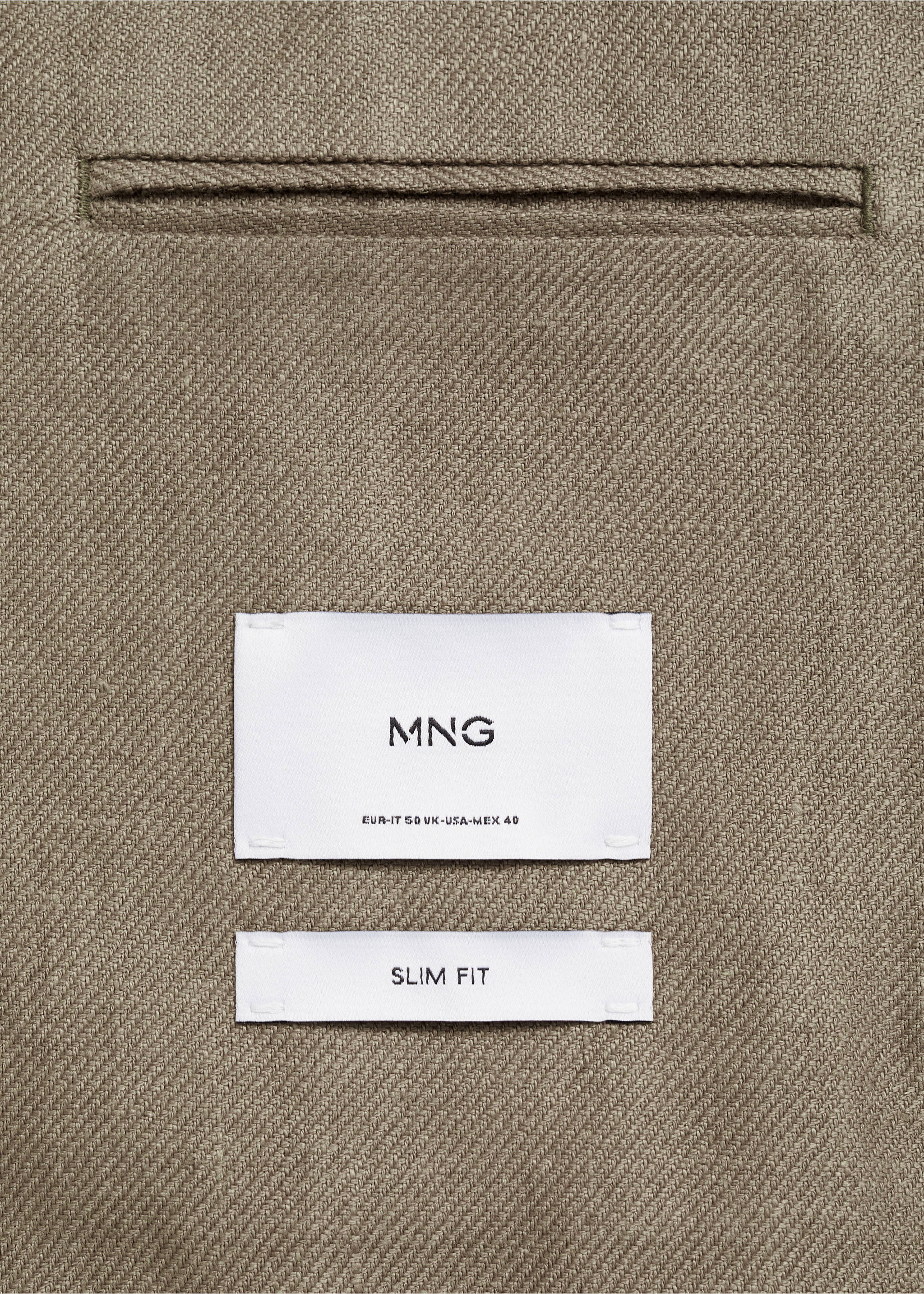 100% linen slim fit blazer - Details of the article 0, Khaki. Ref: 77032536-00.