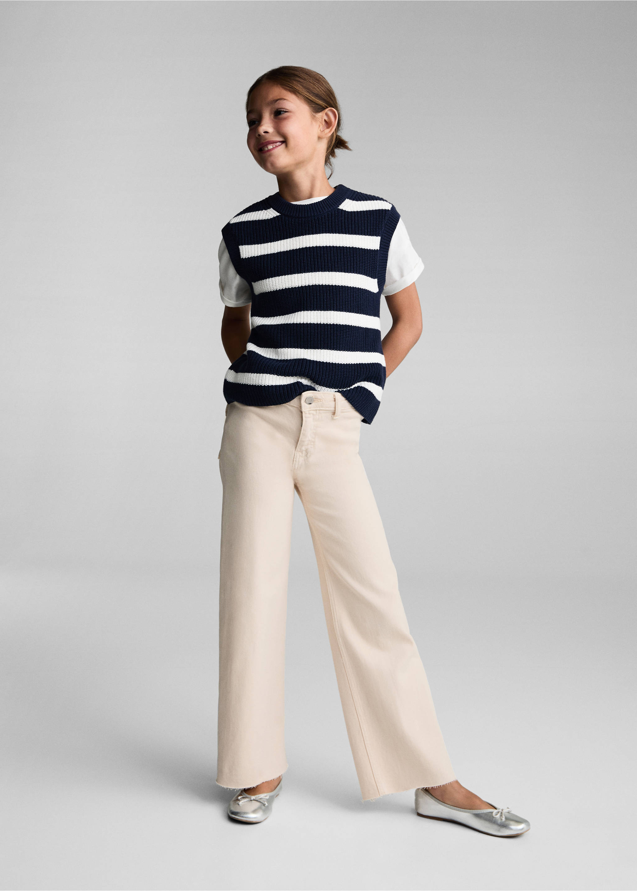 Jeans culotte mid-waist comfort - General plane, Sand. Ref: 77032539-00.