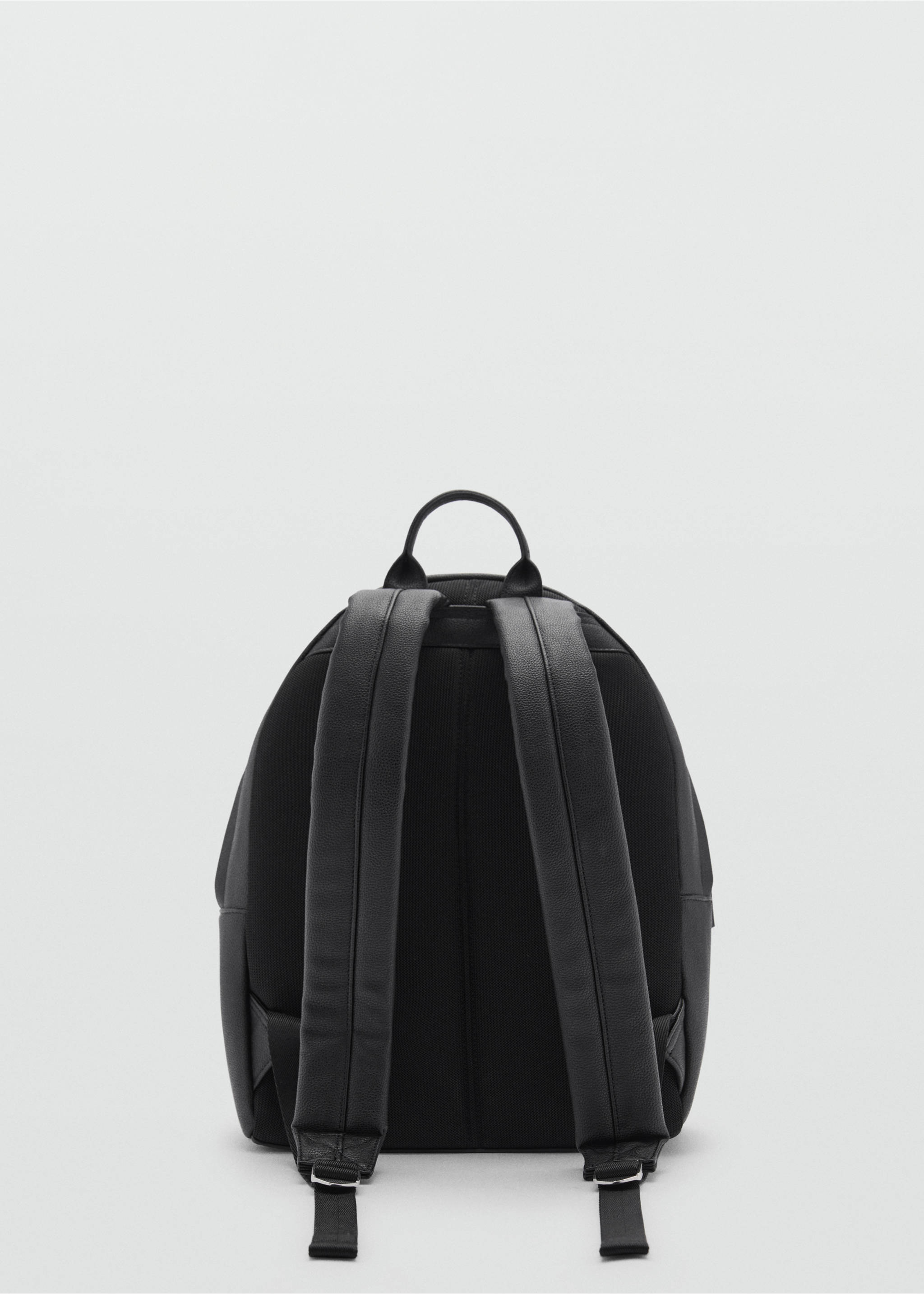 Faux-leather backpack - Details of the article 1, Black. Ref: 77032543-00.