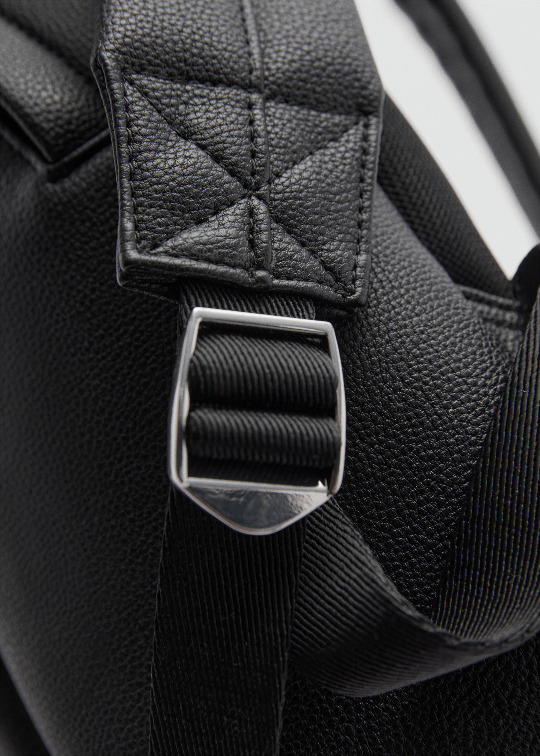 Faux-leather backpack - Details of the article 3, Black. Ref: 77032543-00.