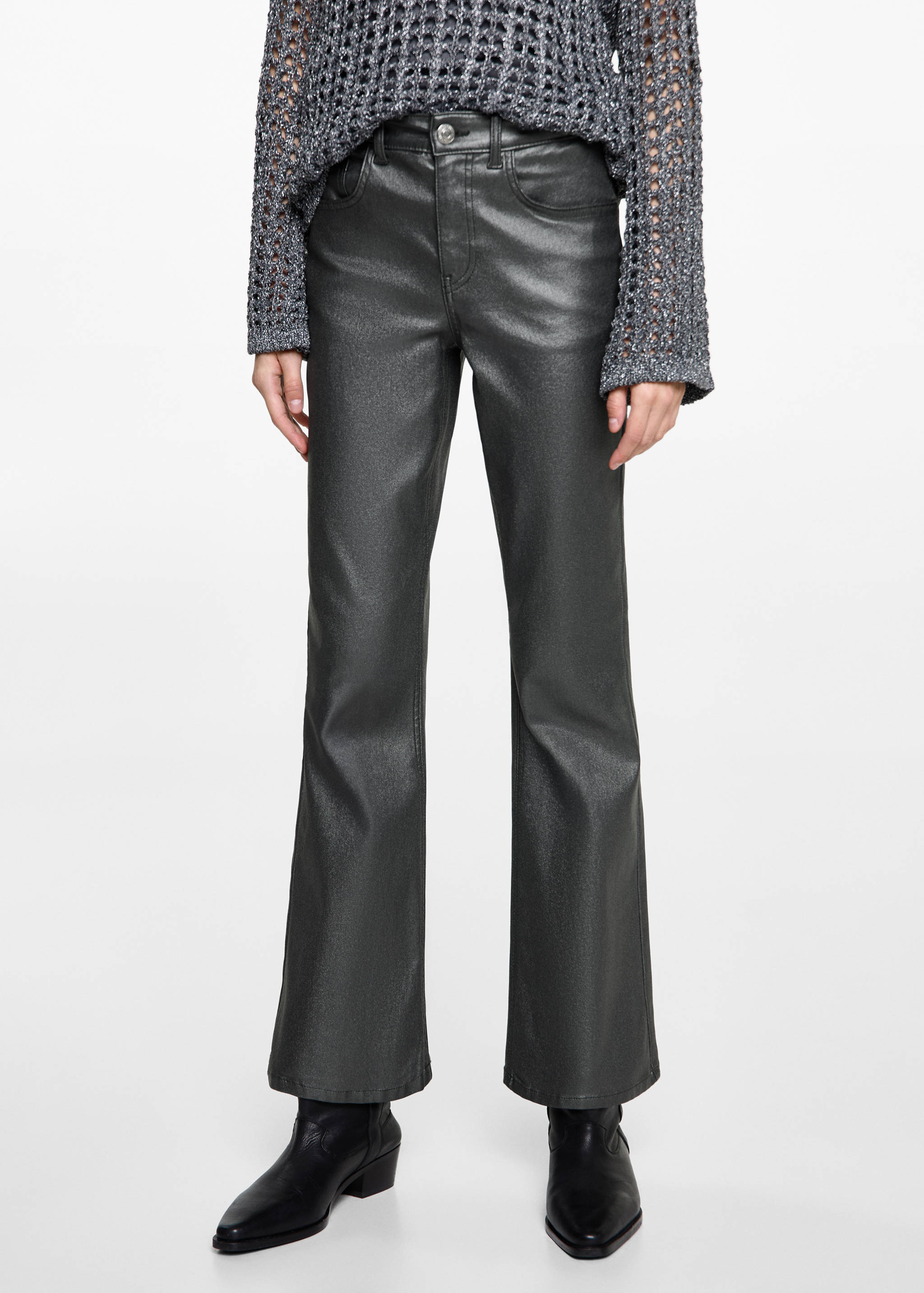 Waxed jeans with metallic effect - Medium plane