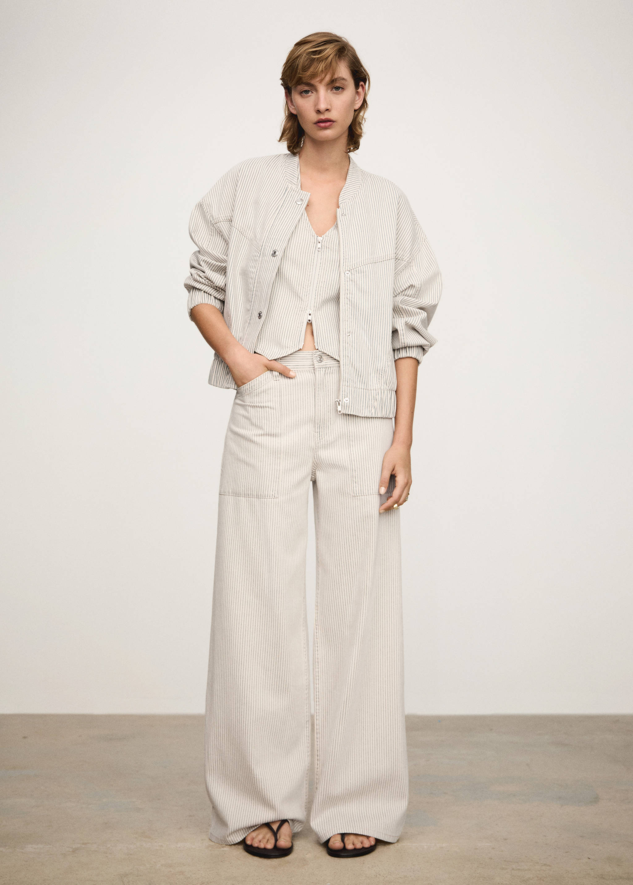 Striped wide leg jeans - General plane