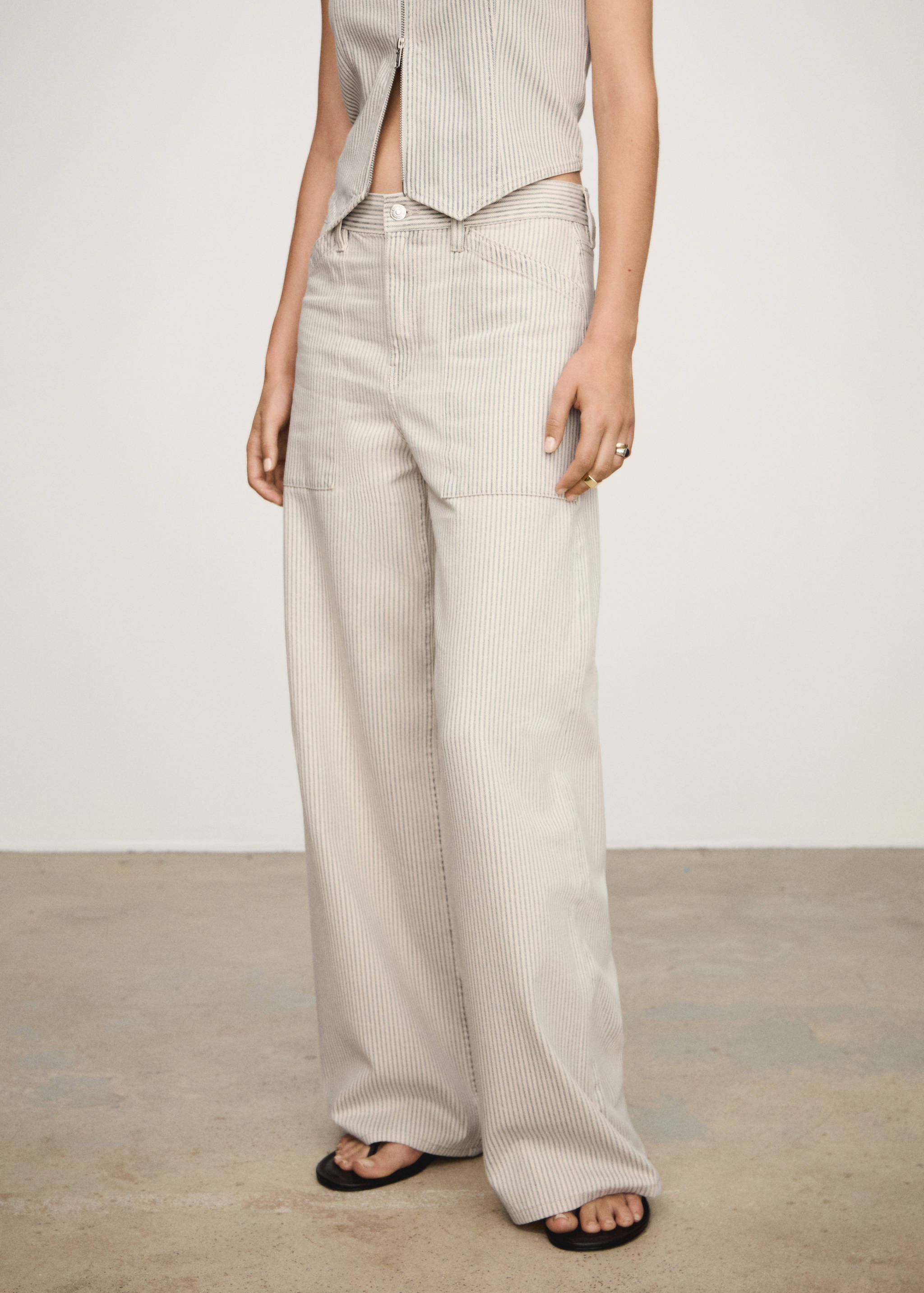 Striped wide leg jeans - Medium plane