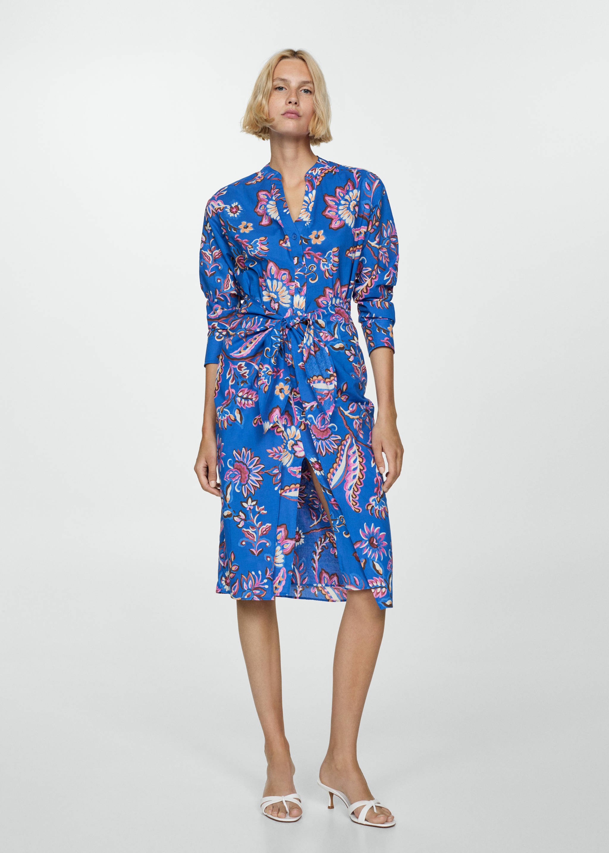 Floral print dress with bow - General plane