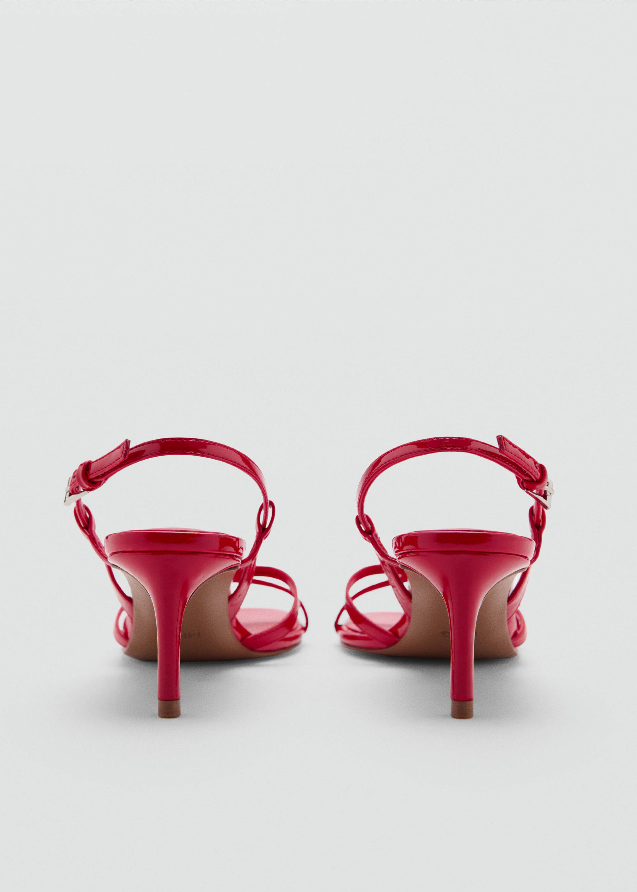 Heeled sandals with strap and buckle - Details of the article 1, Red. Ref: 77032927-00.