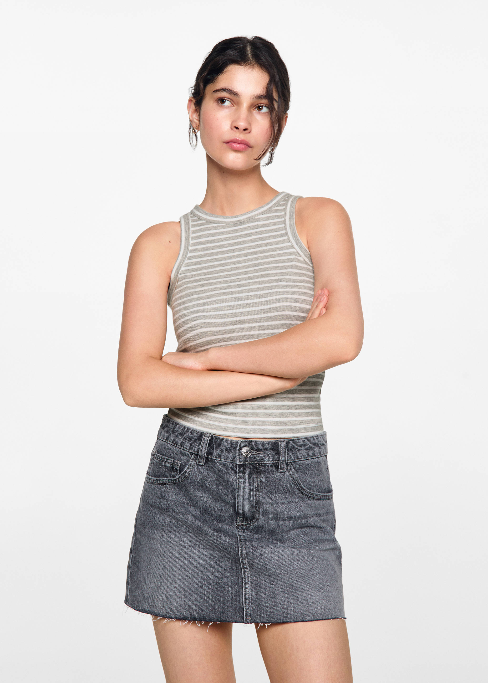 Ribbed cotton-blend top - Medium plane
