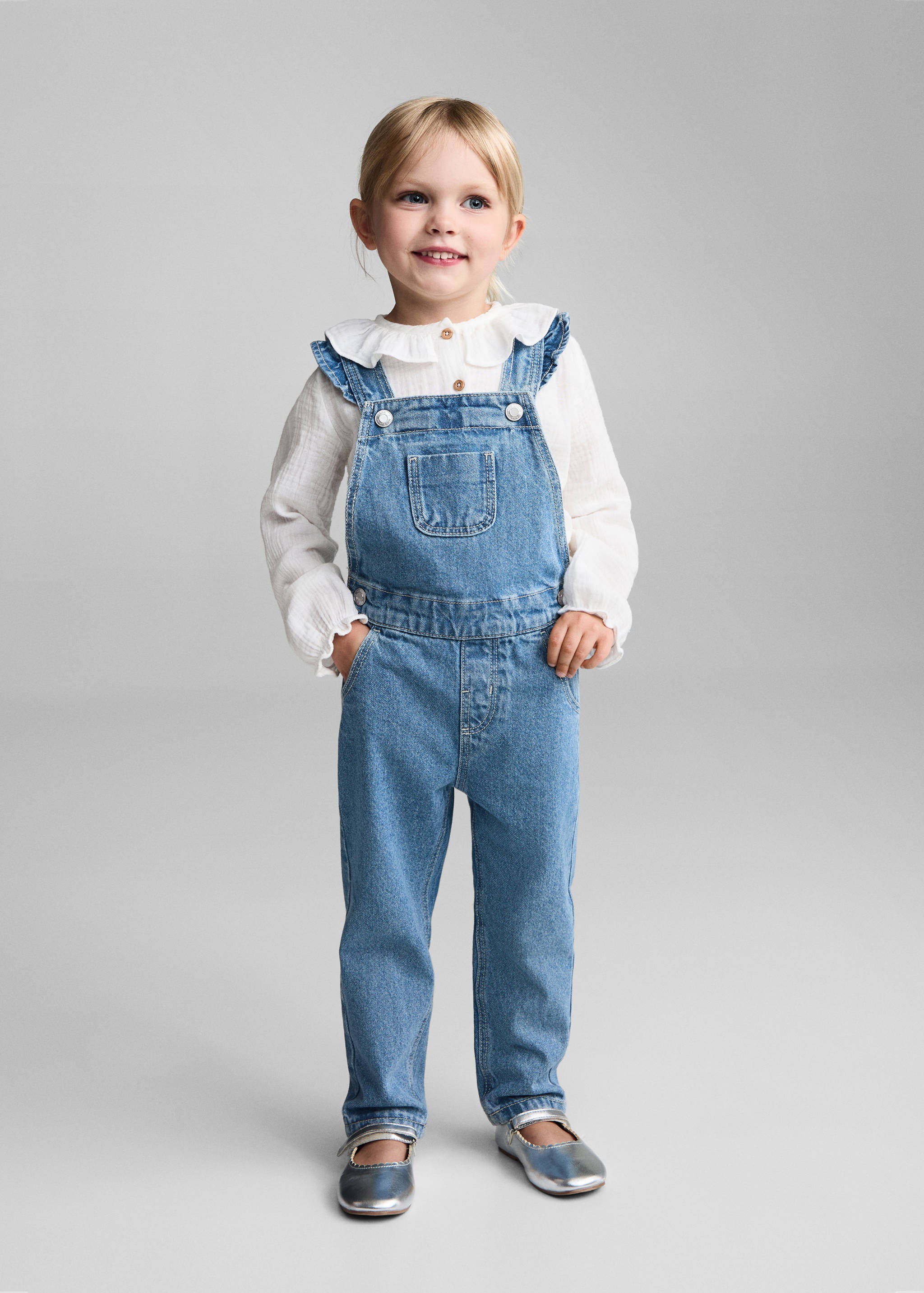 Frills denim dungarees - General plane