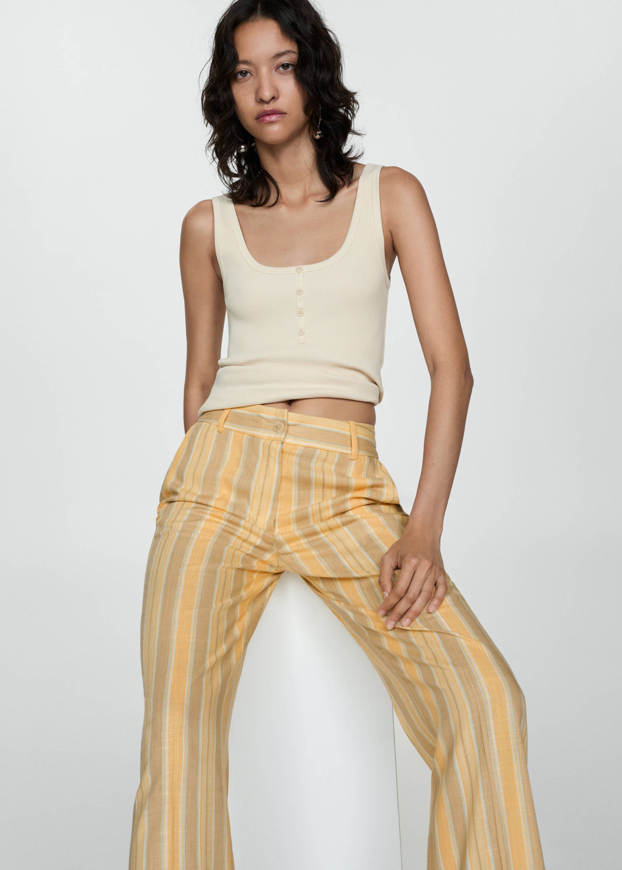 Straight striped trousers - Details of the article 2