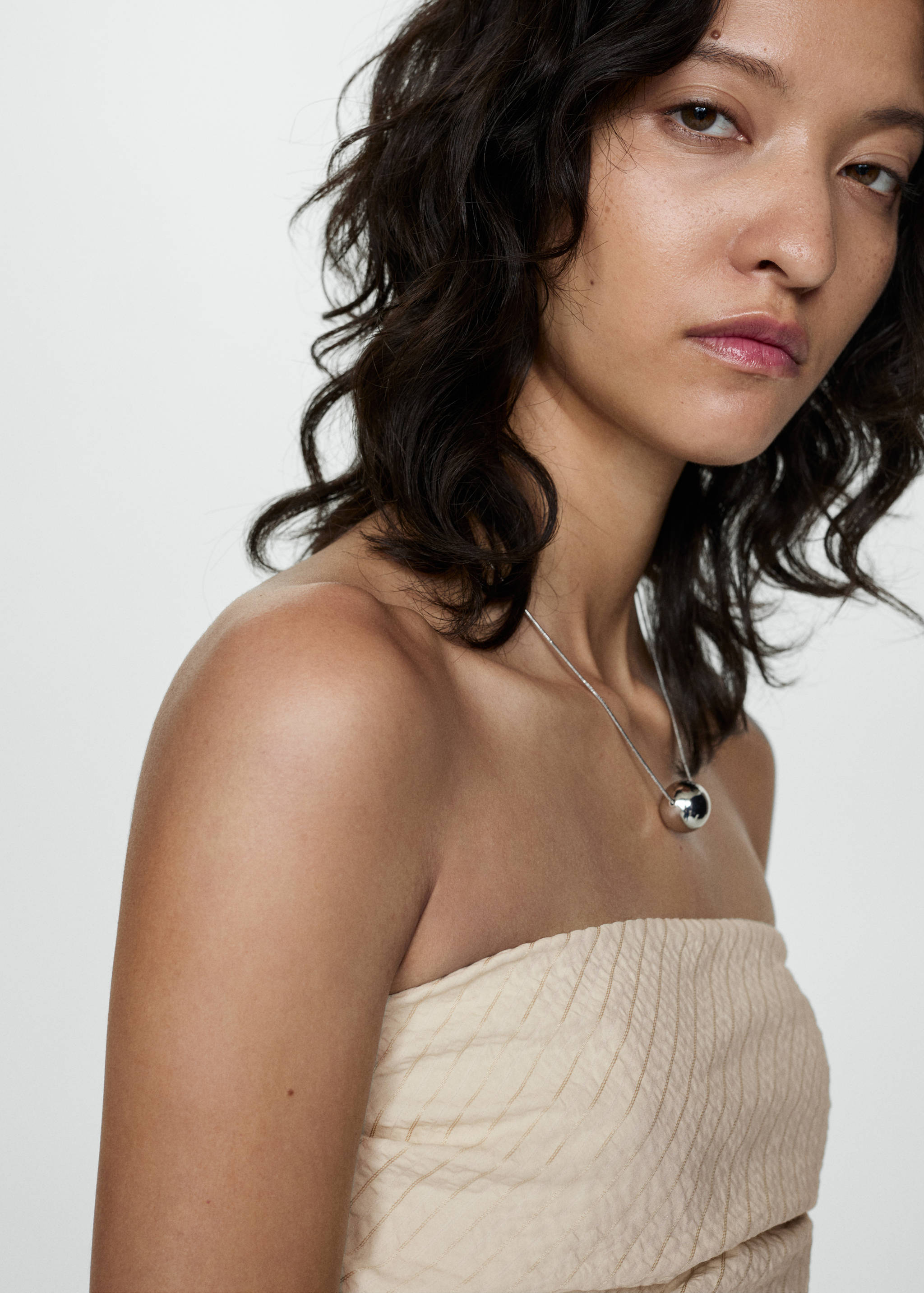 垂坠条纹连衣裙 - null