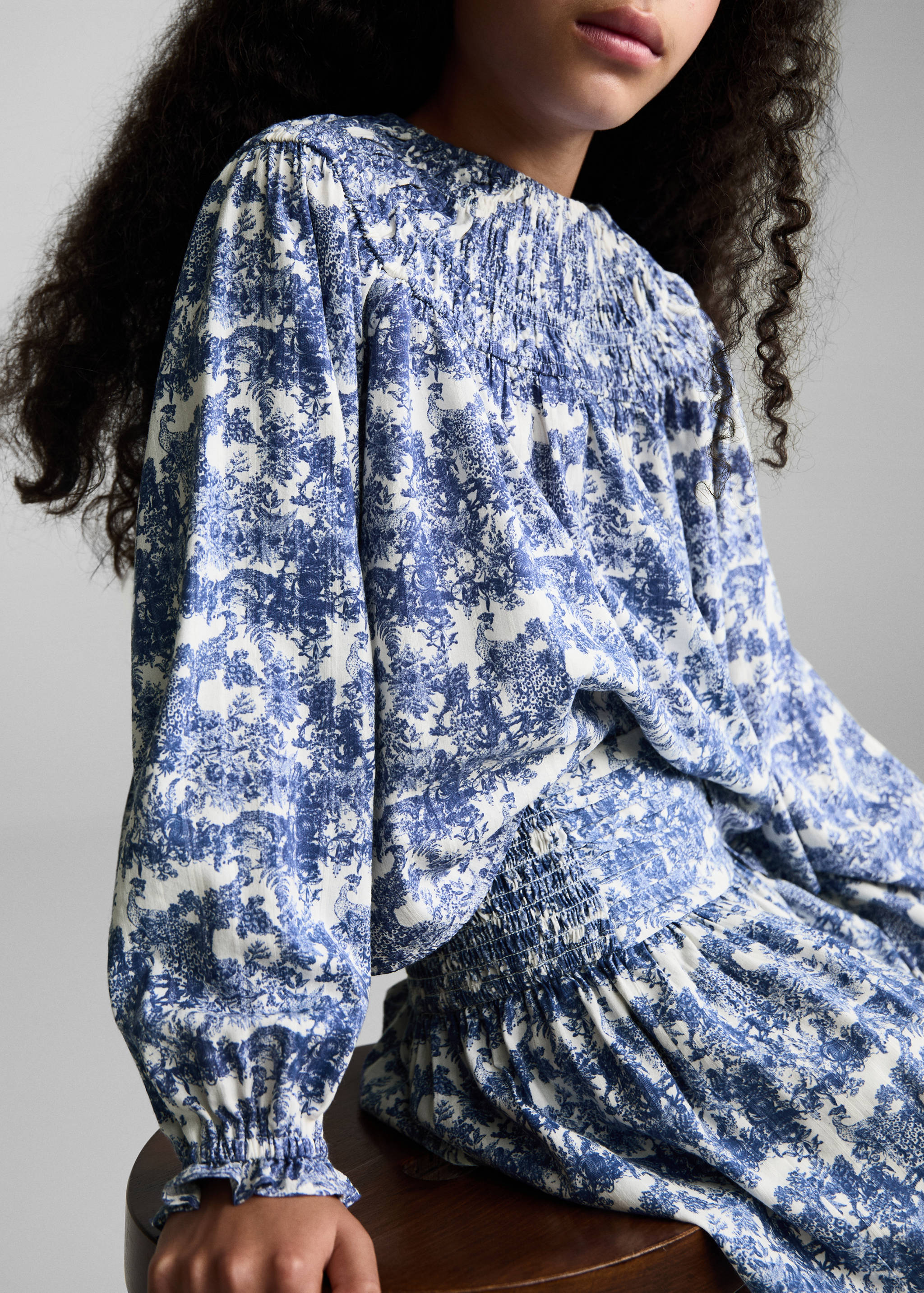 Ruched printed blouse - Medium plane