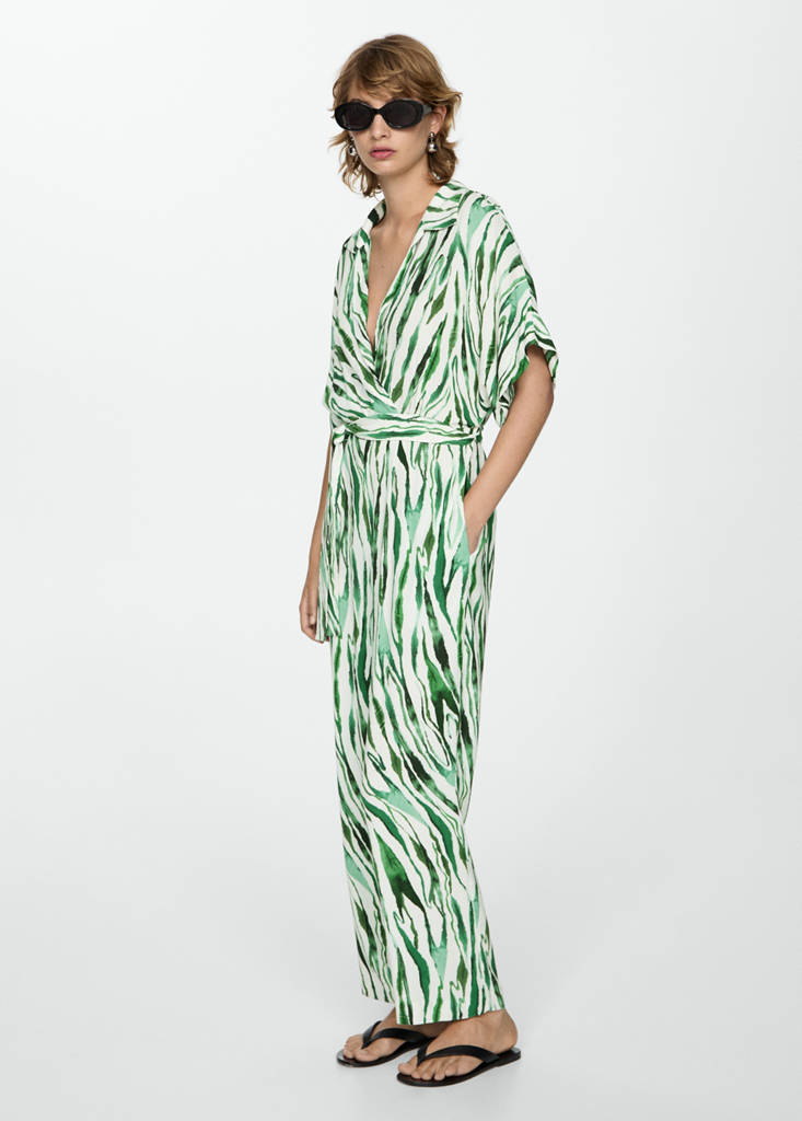 Printed jumpsuit with bow — Off White
