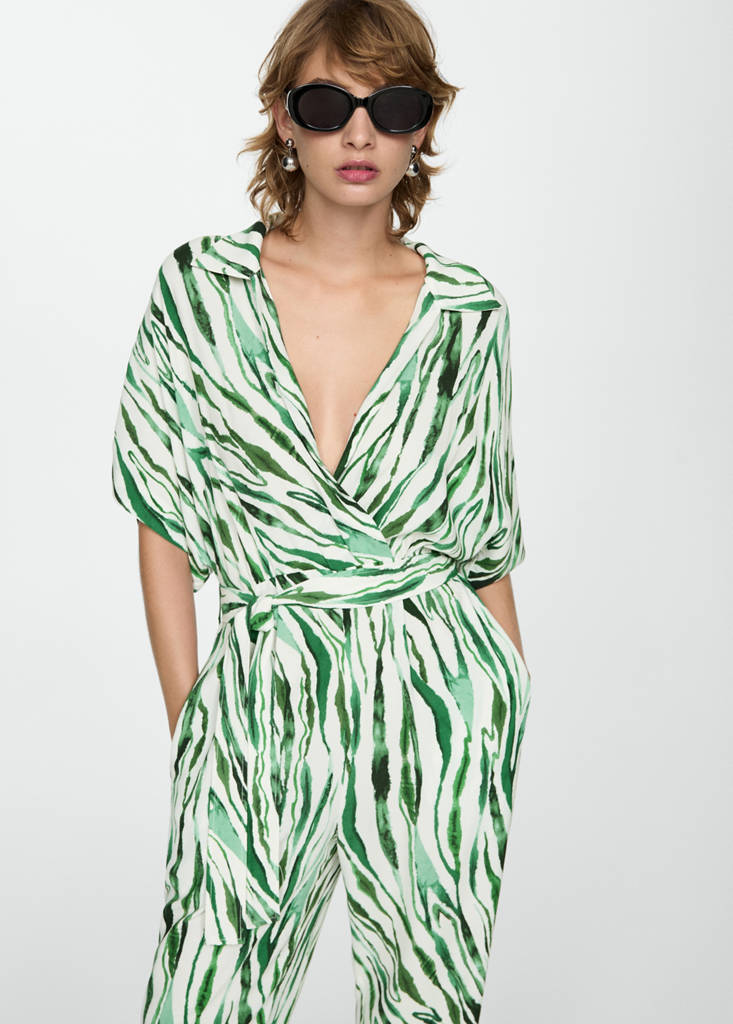 Printed jumpsuit with bow — Off White