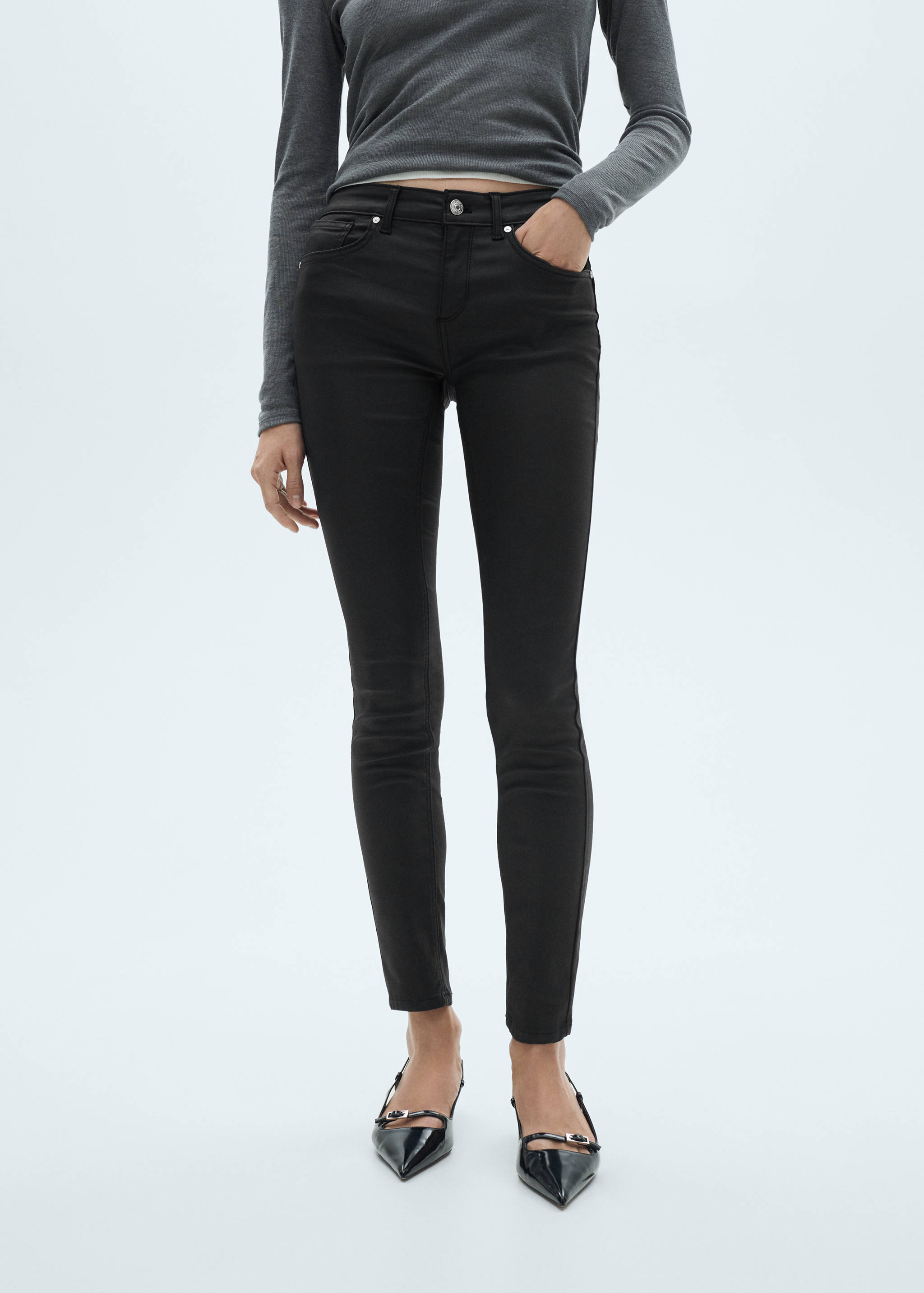 打蜡提臀紧身牛仔裤 - null