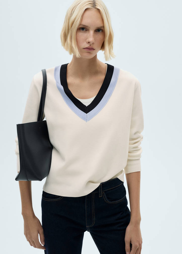 Striped sweater detail — Ecru