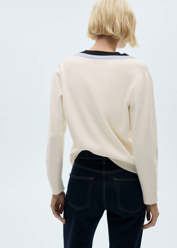 Striped sweater detail — Ecru