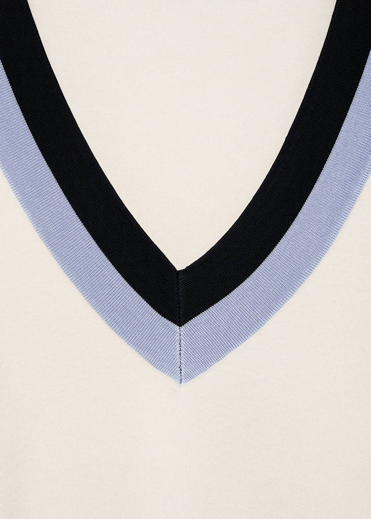 Striped sweater detail — Ecru