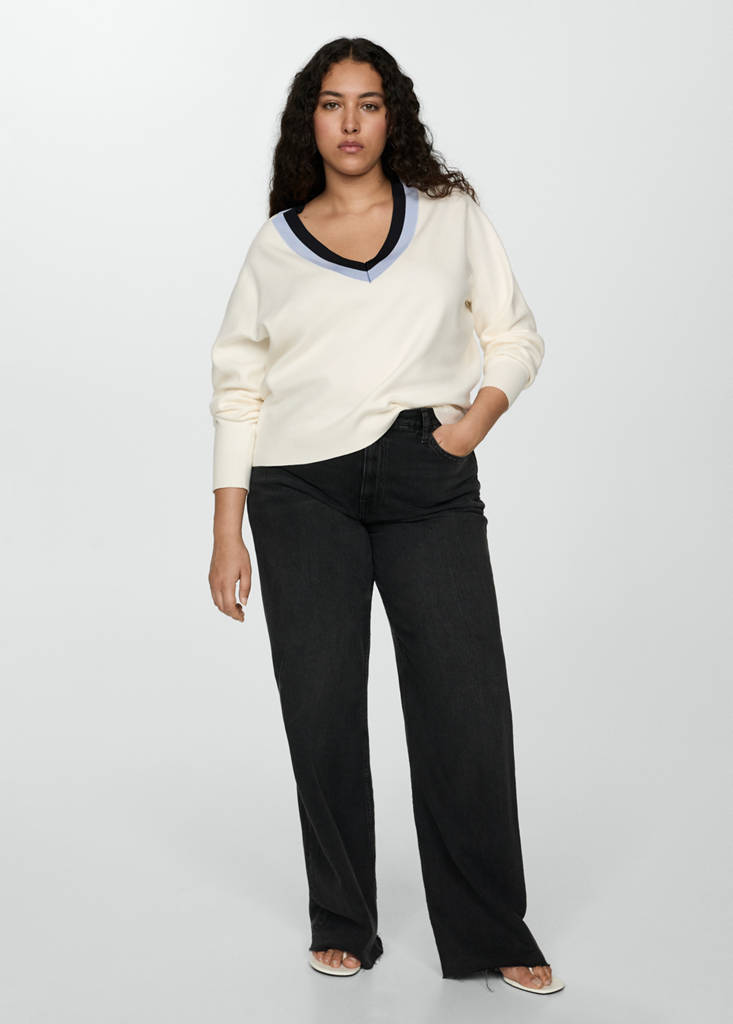 Striped sweater detail — Ecru