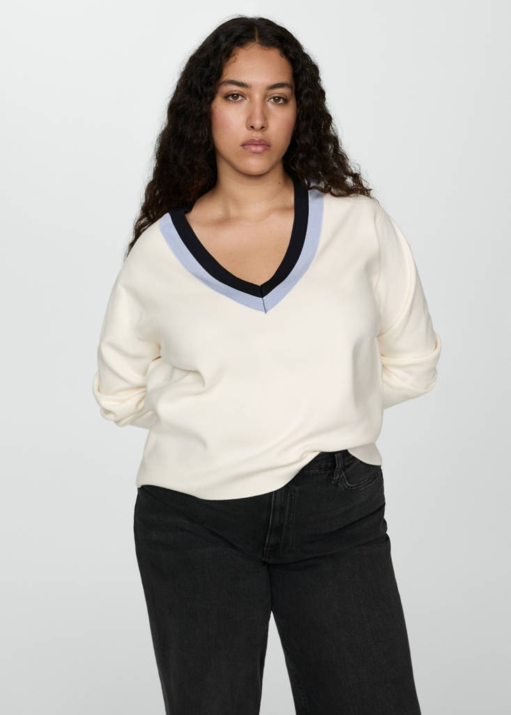 Striped sweater detail — Ecru