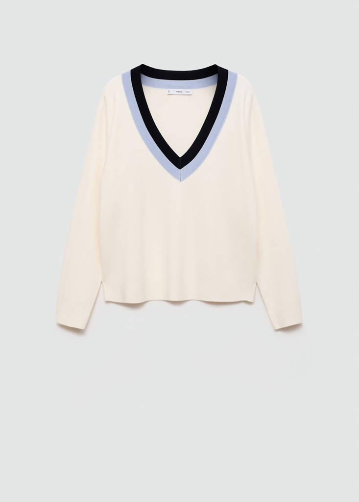 Striped sweater detail — Ecru