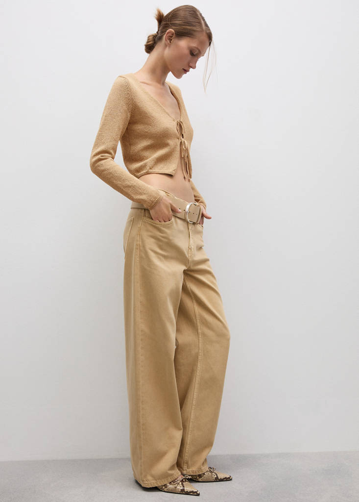 Knitted cardigan with bow — Gold