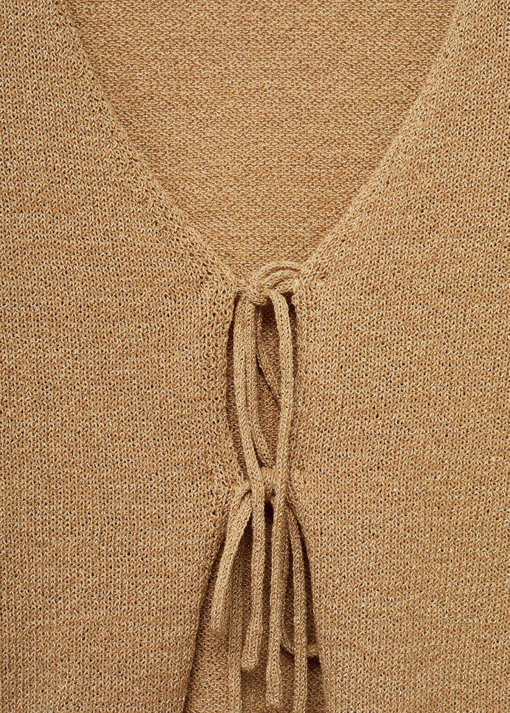 Knitted cardigan with bow — Gold