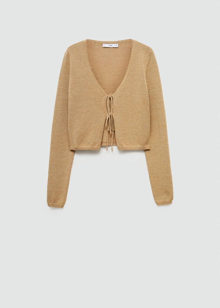 Knitted cardigan with bow — Gold