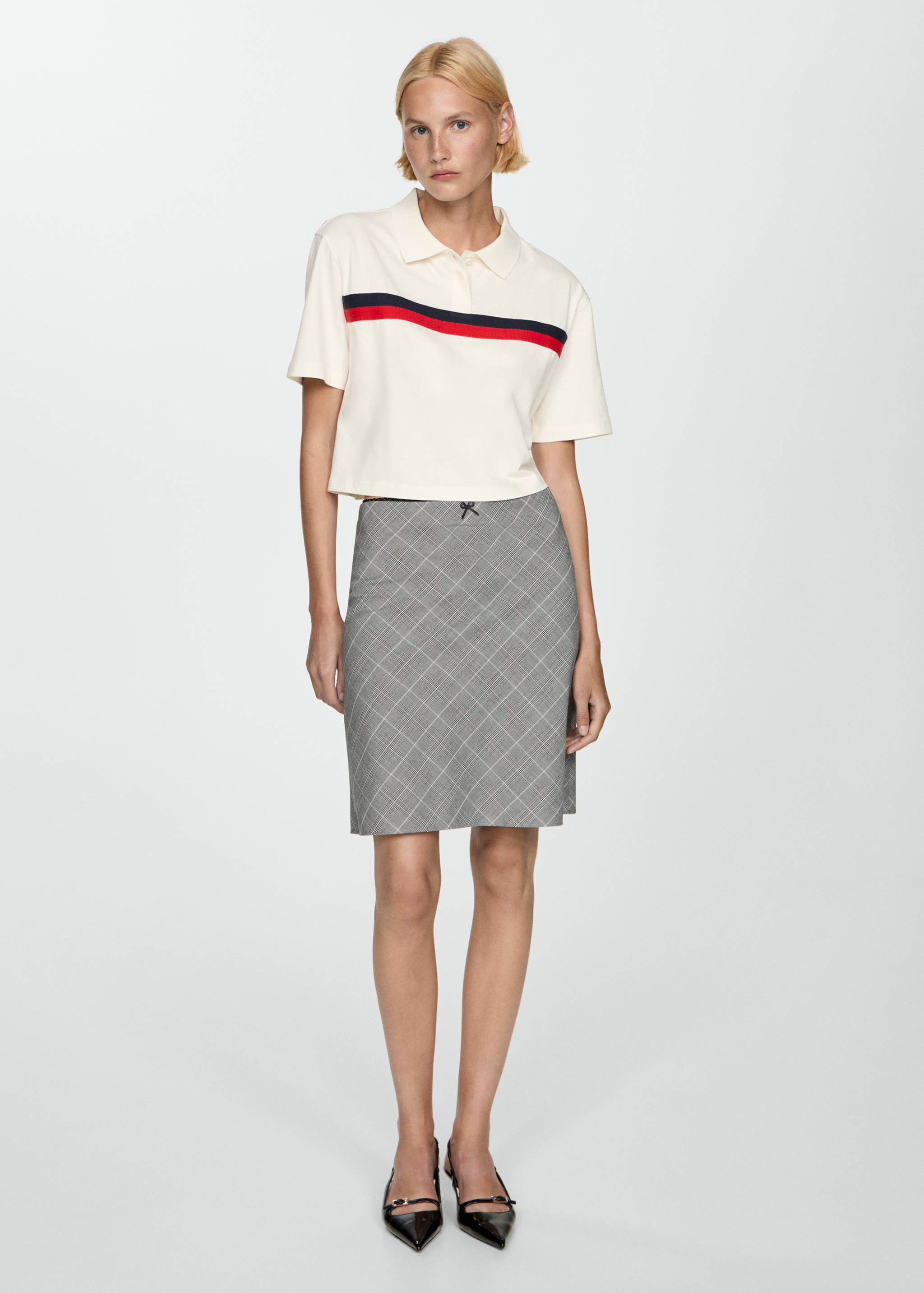 Cropped polo shirt with striped detail - General plane